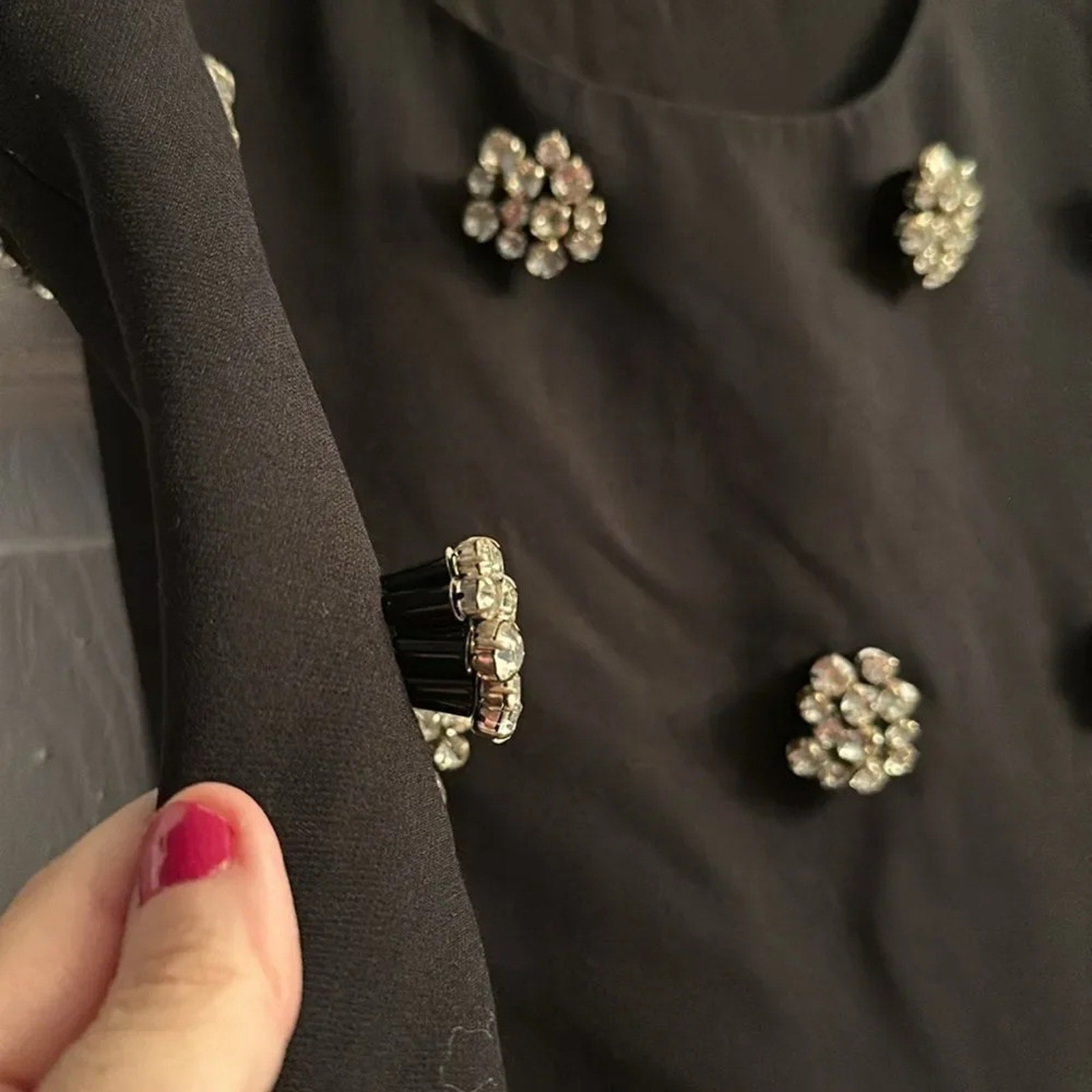 NEW Brandon Maxwell The Sherry Rhinestone Floral Wool Blend Dress - size 8
