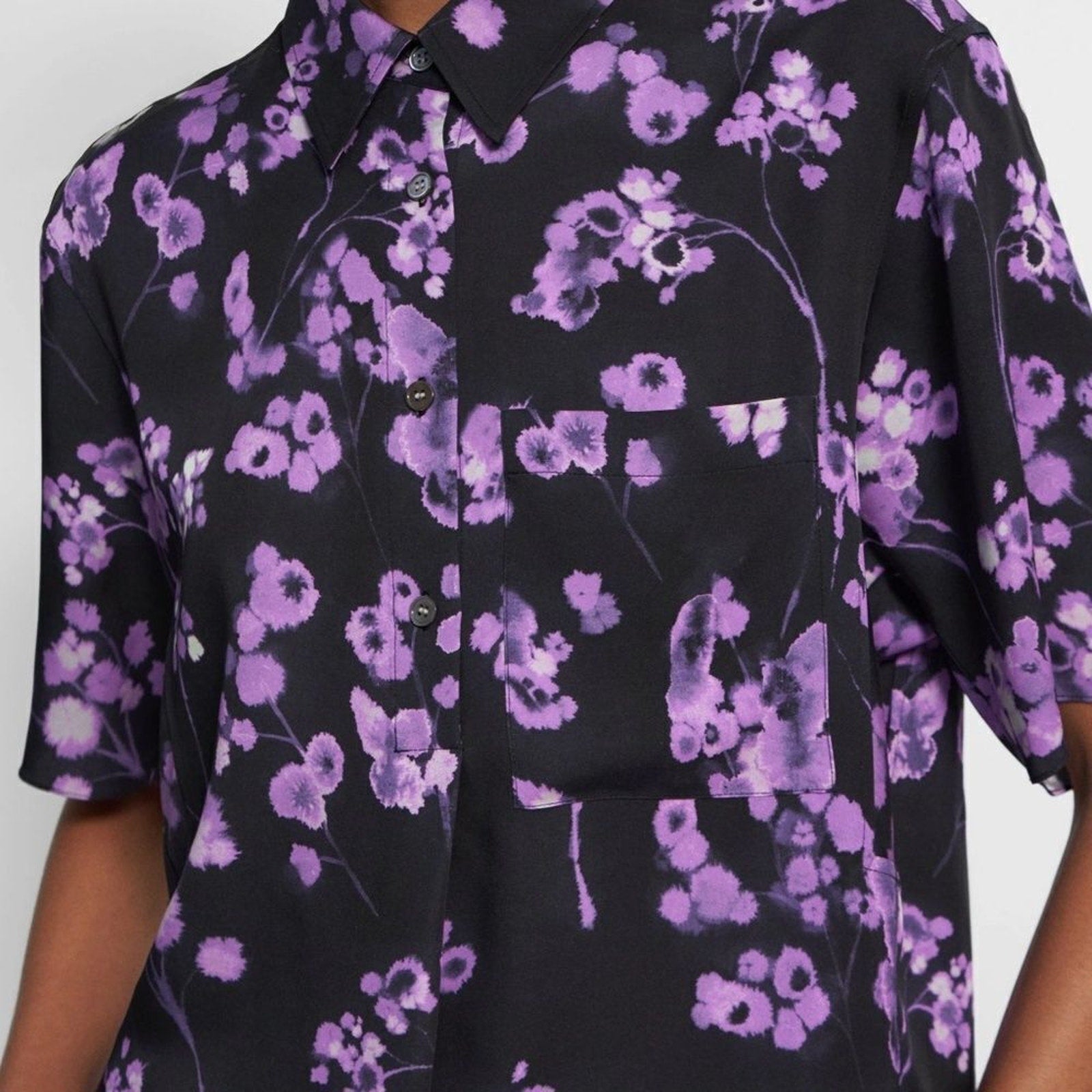 NWT Theory Floral Silk Georgette Shirt - size P