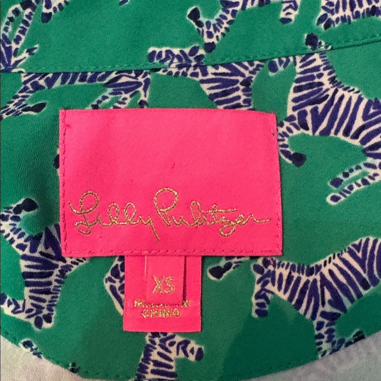 Lilly Pulitzer Winona Stretch Dress Green Heebee Zeebees Zebra - size XS