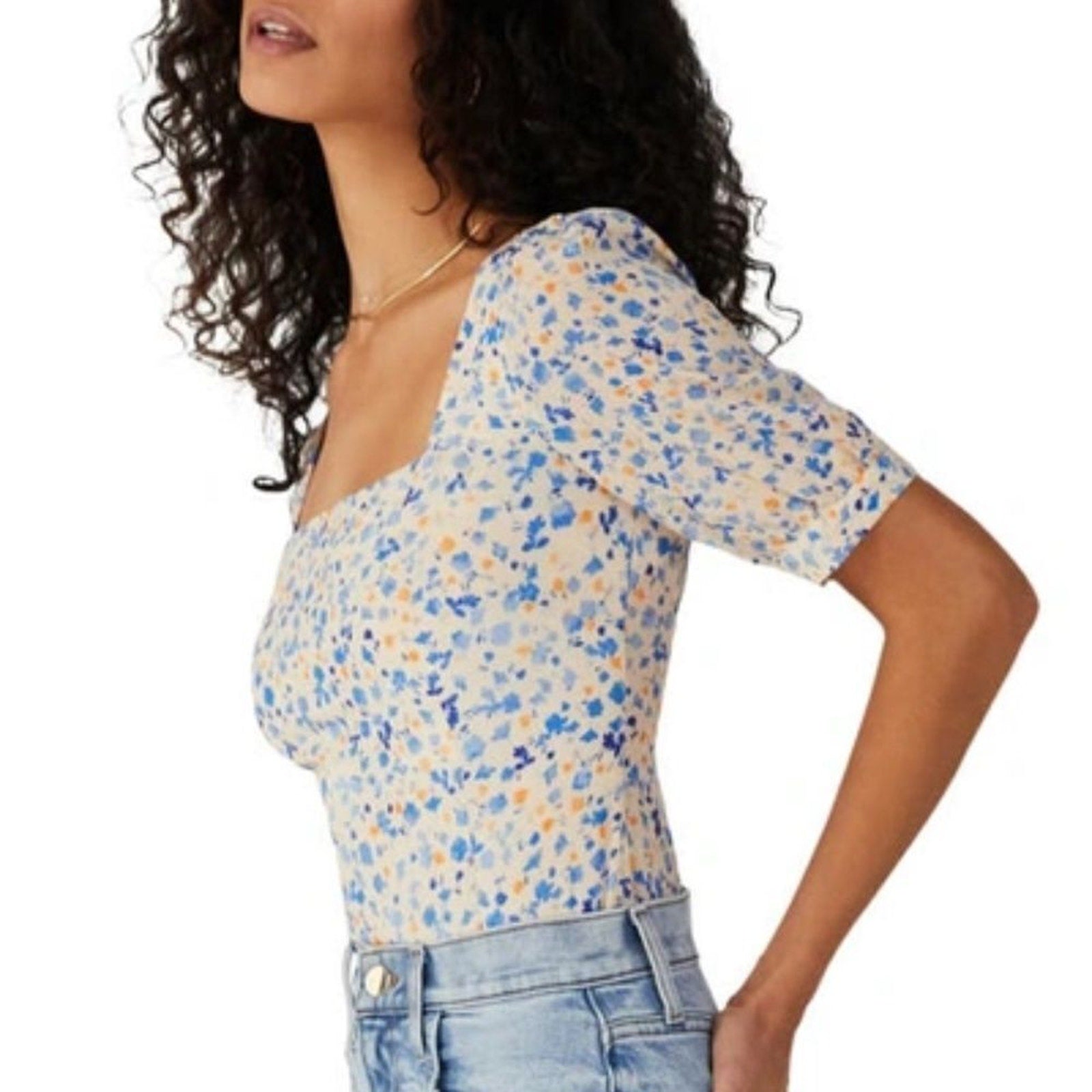 NEW Favorite Daughter The One That Got Away Floral Square Neck Blouse - size XS