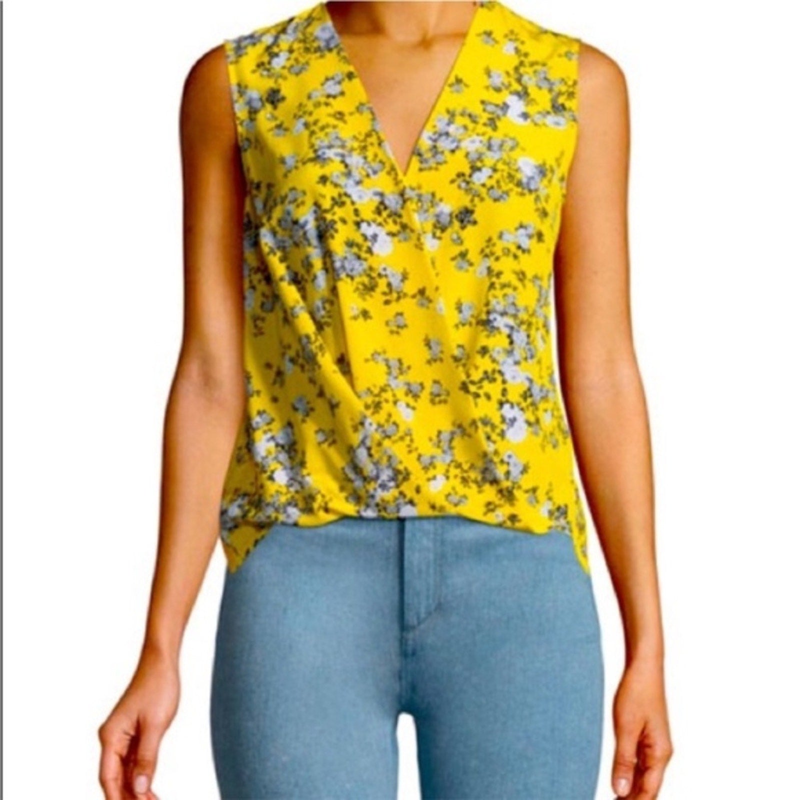 Rag & Bone Victor Silk Floral Top yellow - size M