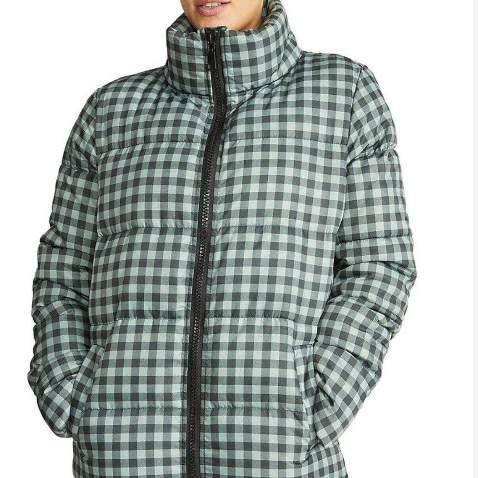 NEW REBECCA MINKOFF Gingham Check Puffer Jacket - size M