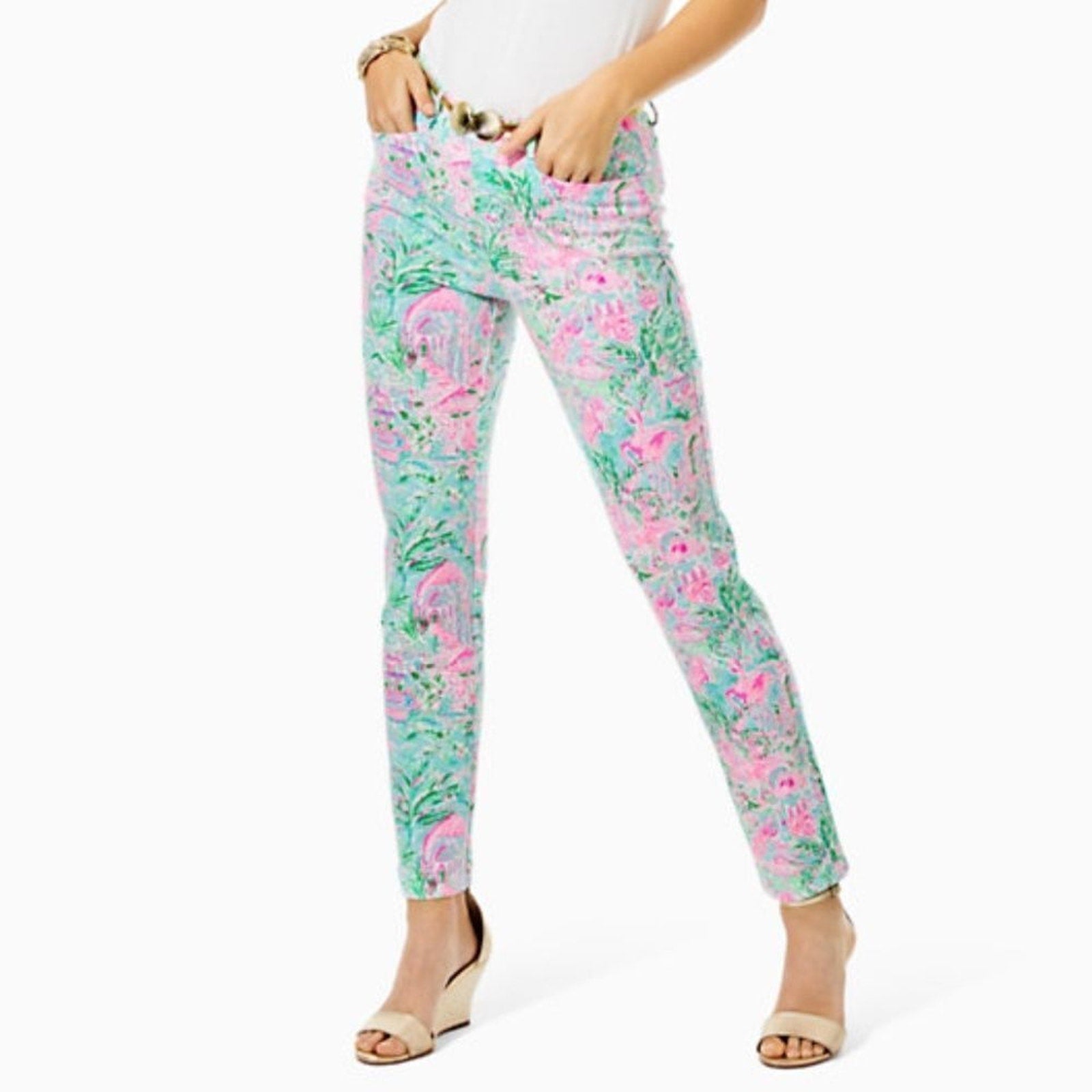 NWT LILLY PULITZER 29" KELLY KNIT HIGH RISE ANKLE LENGTH PANT BALI BLUE - size 0