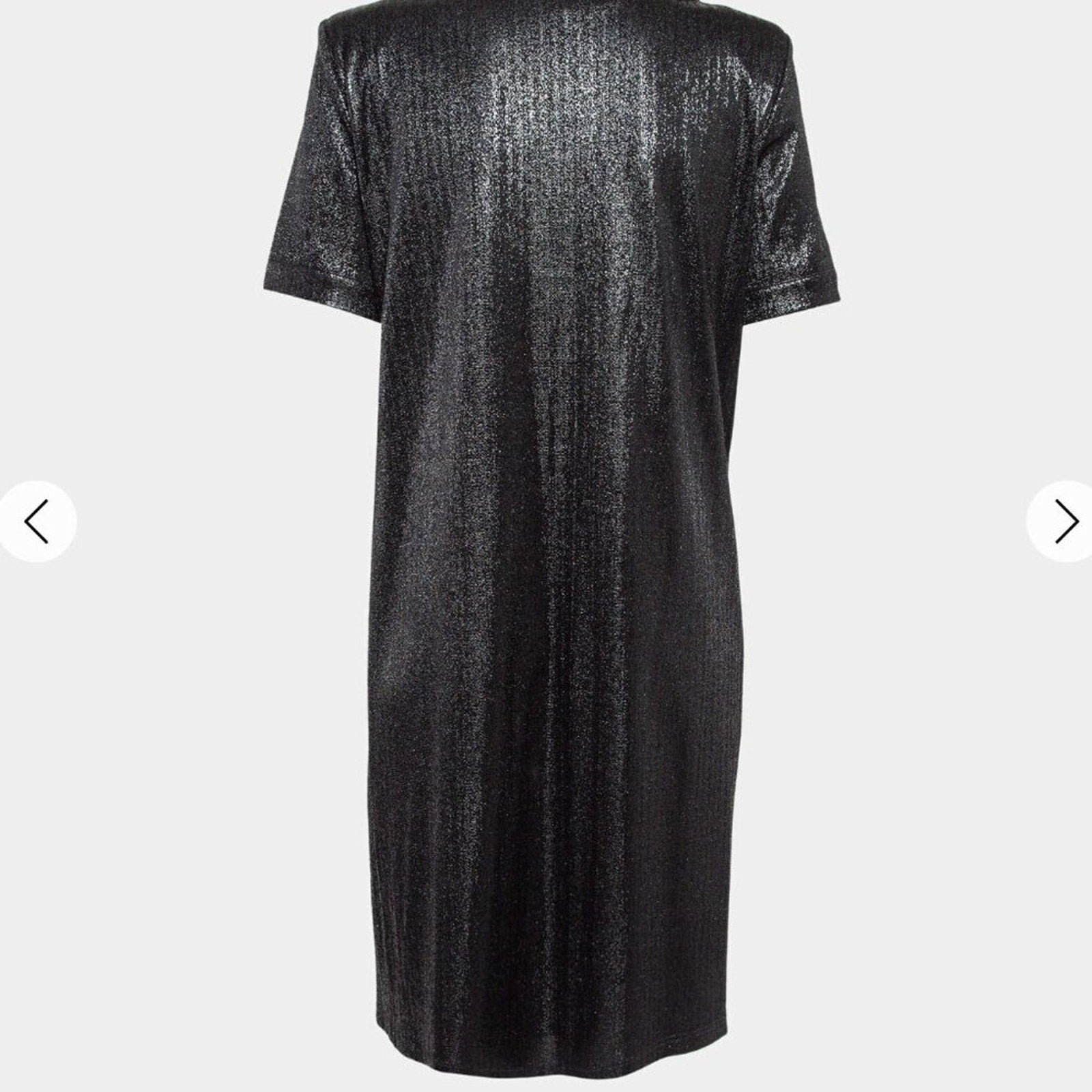 Chanel Black Metallic Lurex Knit Button Front Shift Dress -38 (US 6)