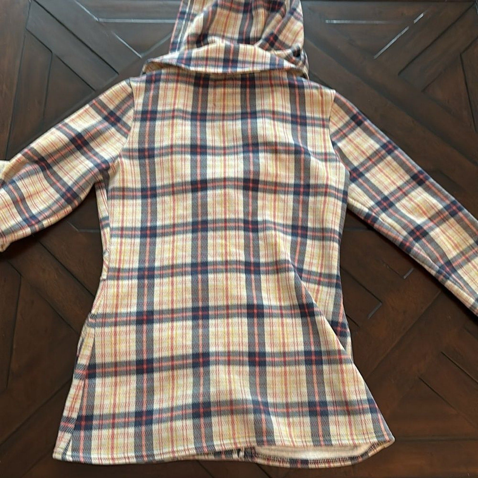 Billabong Jacket Hoodie Plaid Peacoat Cozy Double Button Y2K - small
