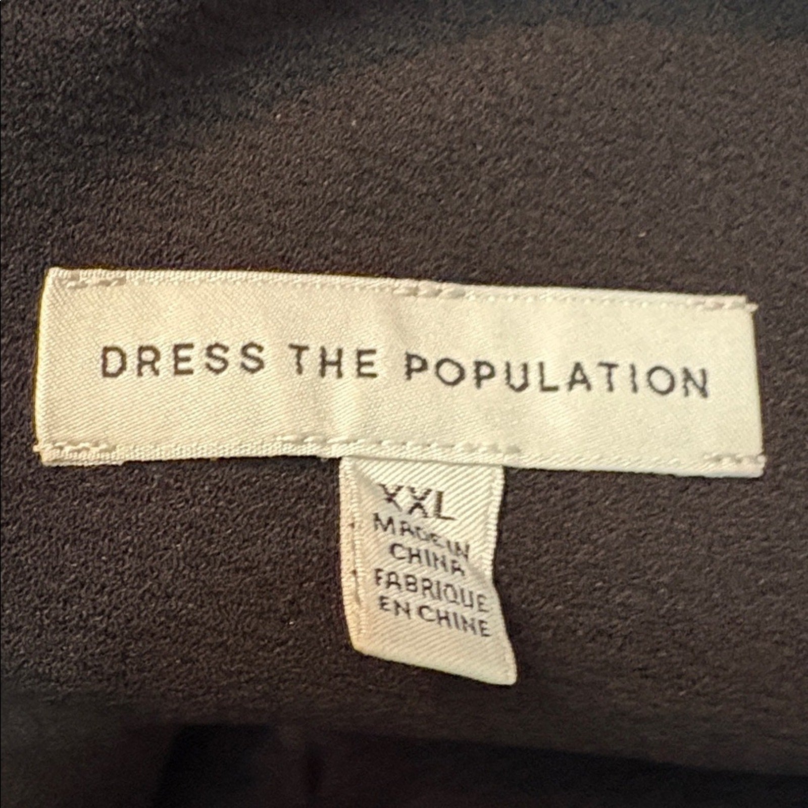 DRESS THE POPULATION Iris Slit Crepe GOWN DRESS Black- Size XXL