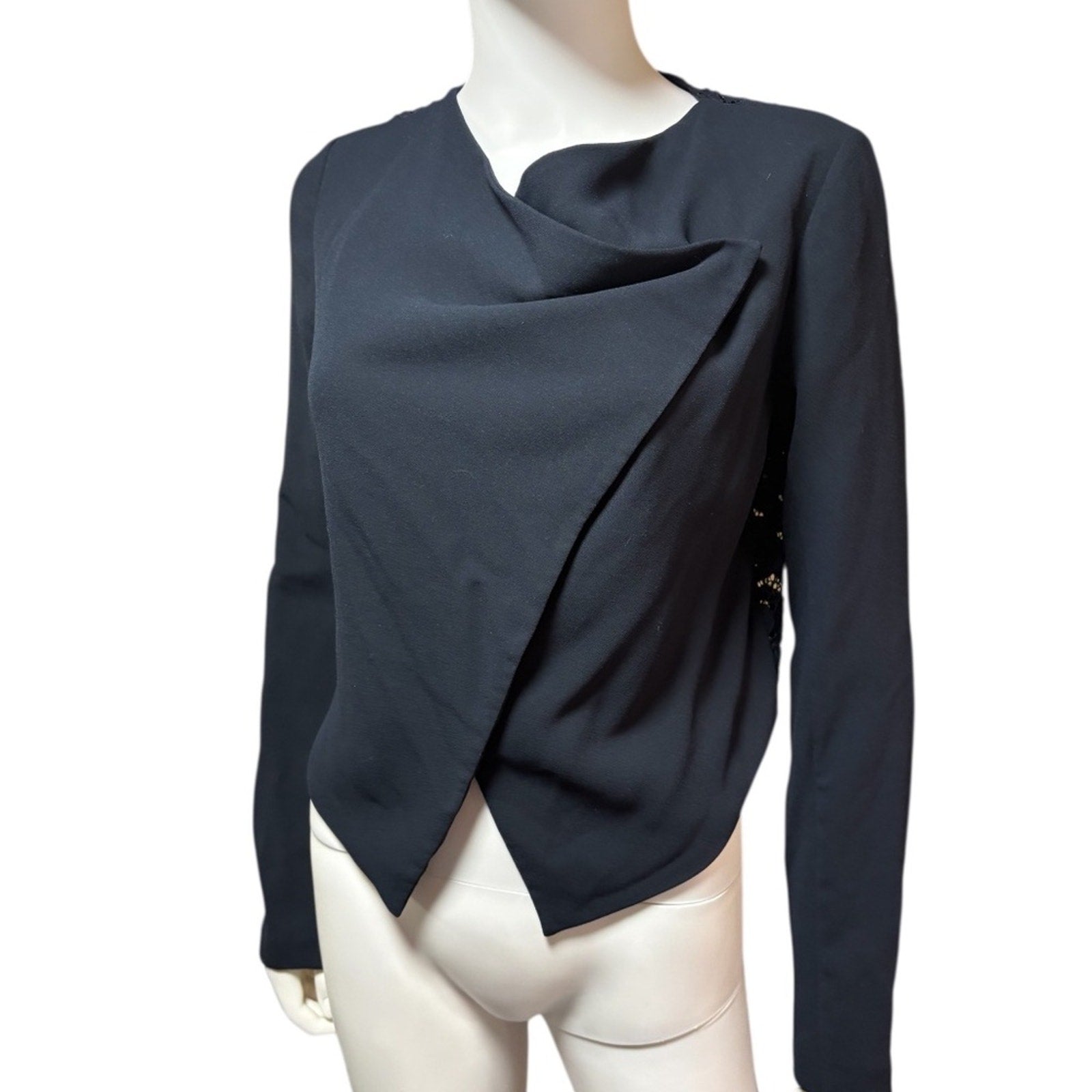 Bailey 44 Womens Cascara Blue Draped Lace Back Blazer Jacket  - size small