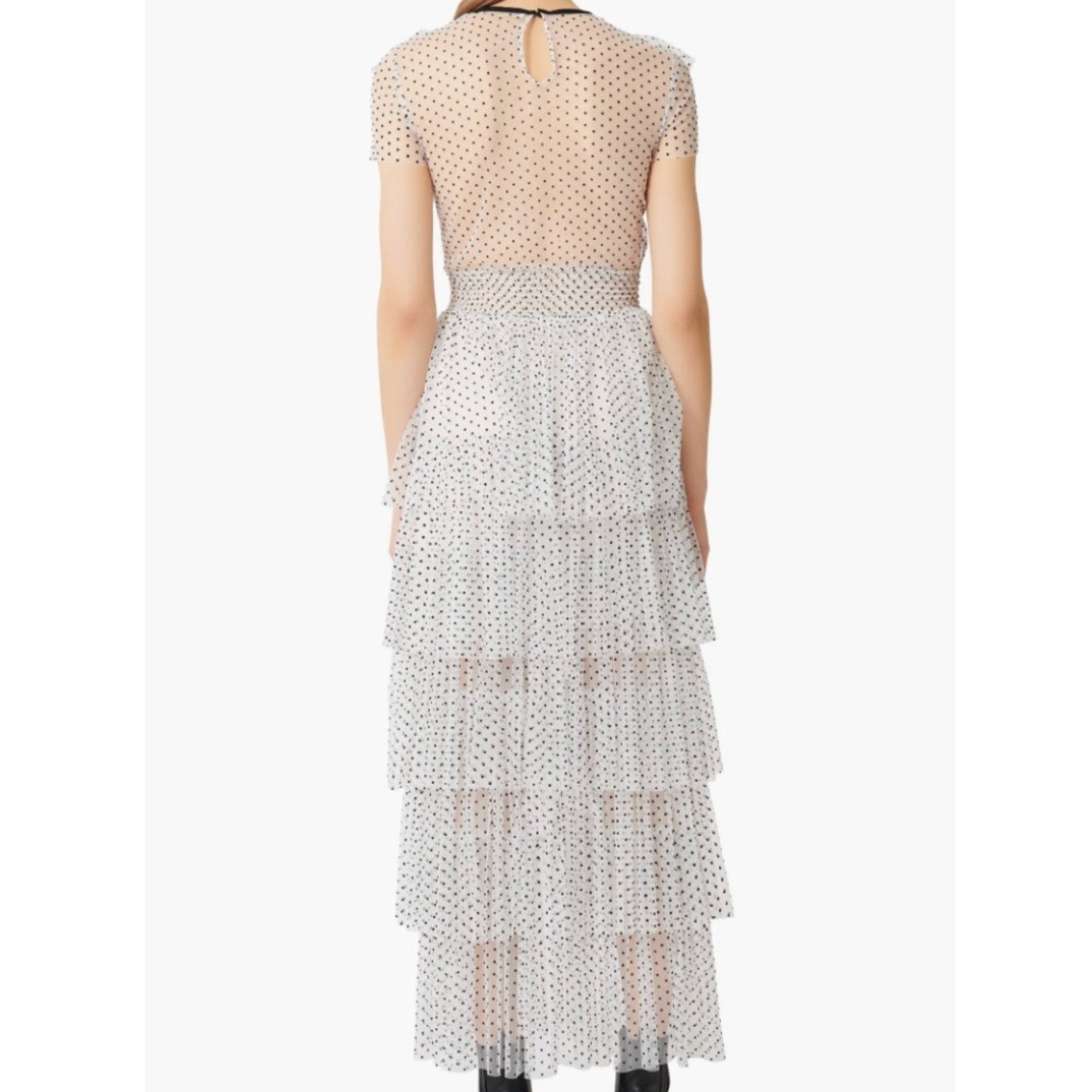 NWT Maje Riplume Polka Dot Tiered Ruffle Dress - 38 (6) 🌟
