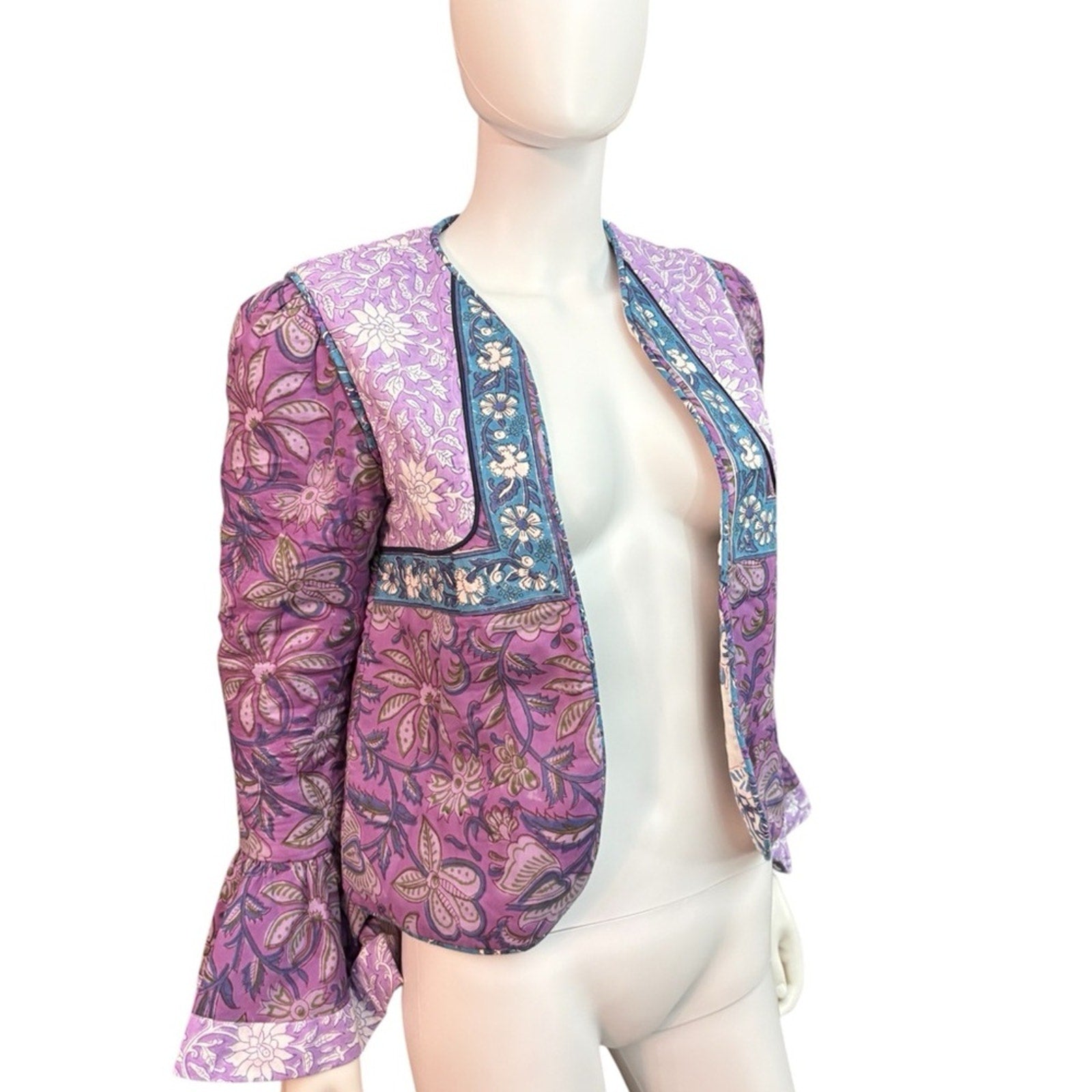 Alix of Bohemia Carnaby Floral Patchwork Jacket, Purple Amethyst - size small