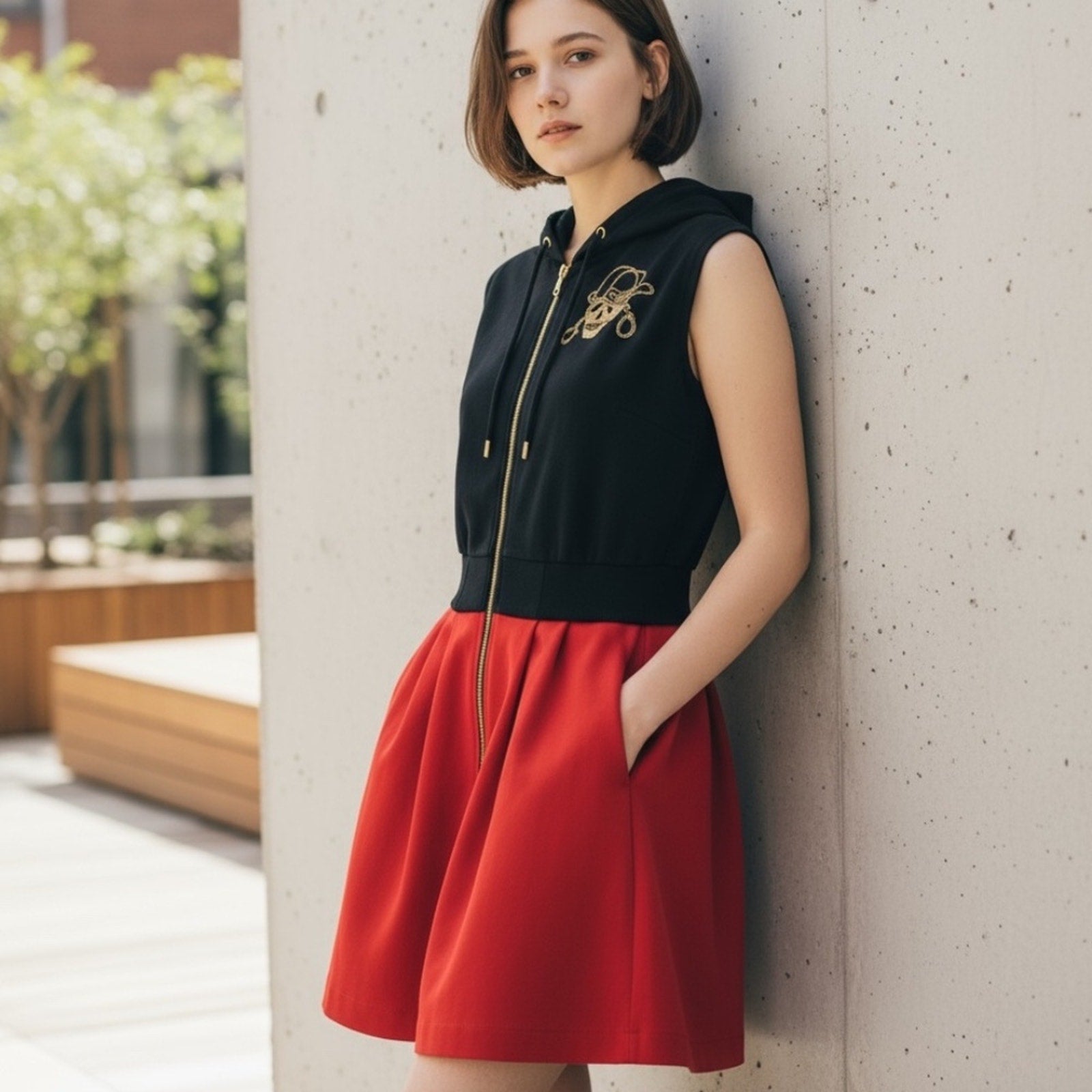 Moschino Couture  gold skull hoodie mini dress - size 4