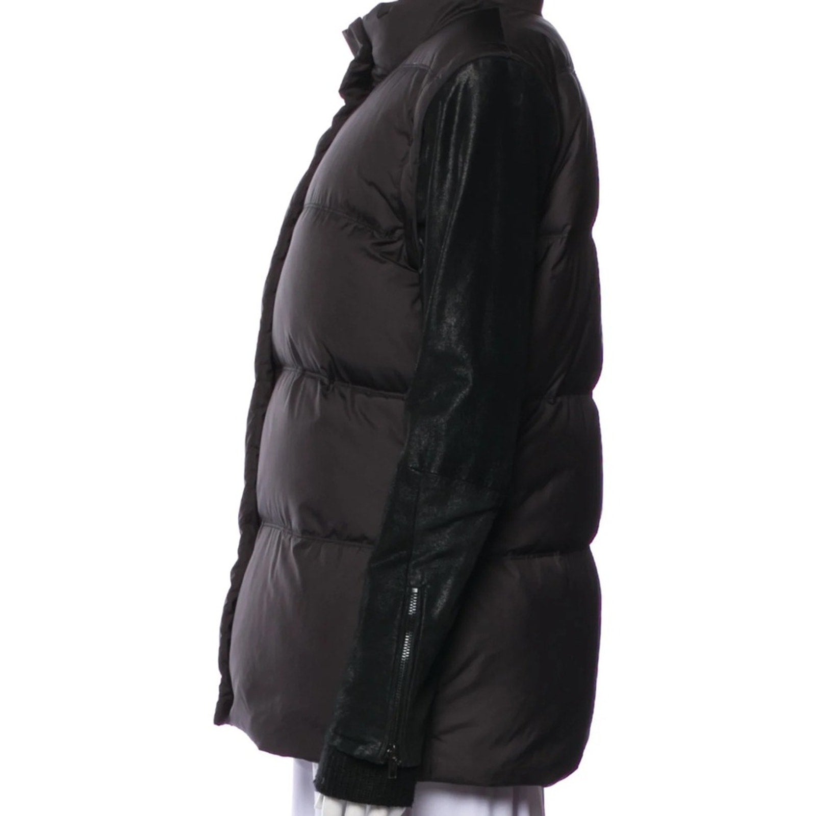 Maje Puffer Jacket with Detachable Suede Sleeves - size 36 (small)