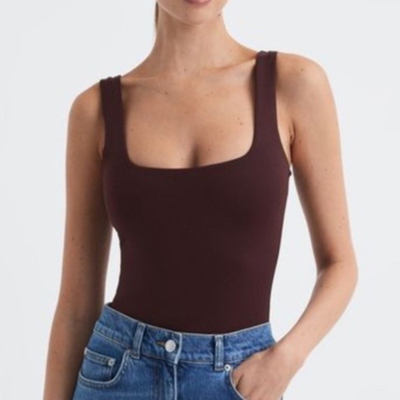 NWT GOOD AMERICAN  Square Neck Thong Bodysuit - size XS