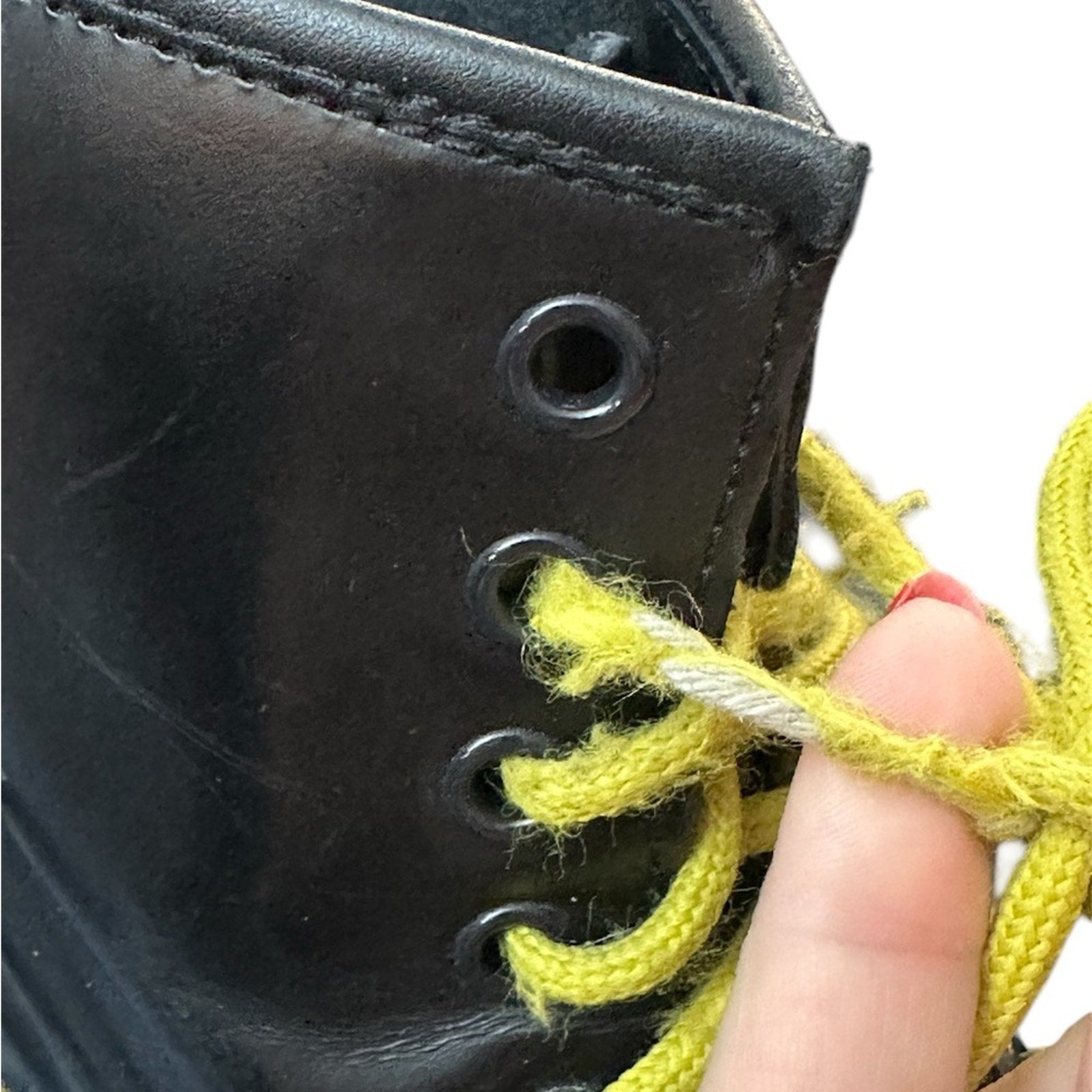 Dr. Martens 1b89 Logo Black/Yellow Leather Boots - 9