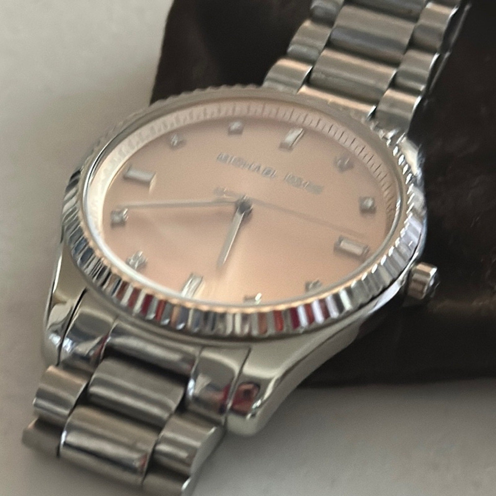 Michael Kors Slim Runway Light Pink Dial Stainless Steel Bracelet Watch MK3239