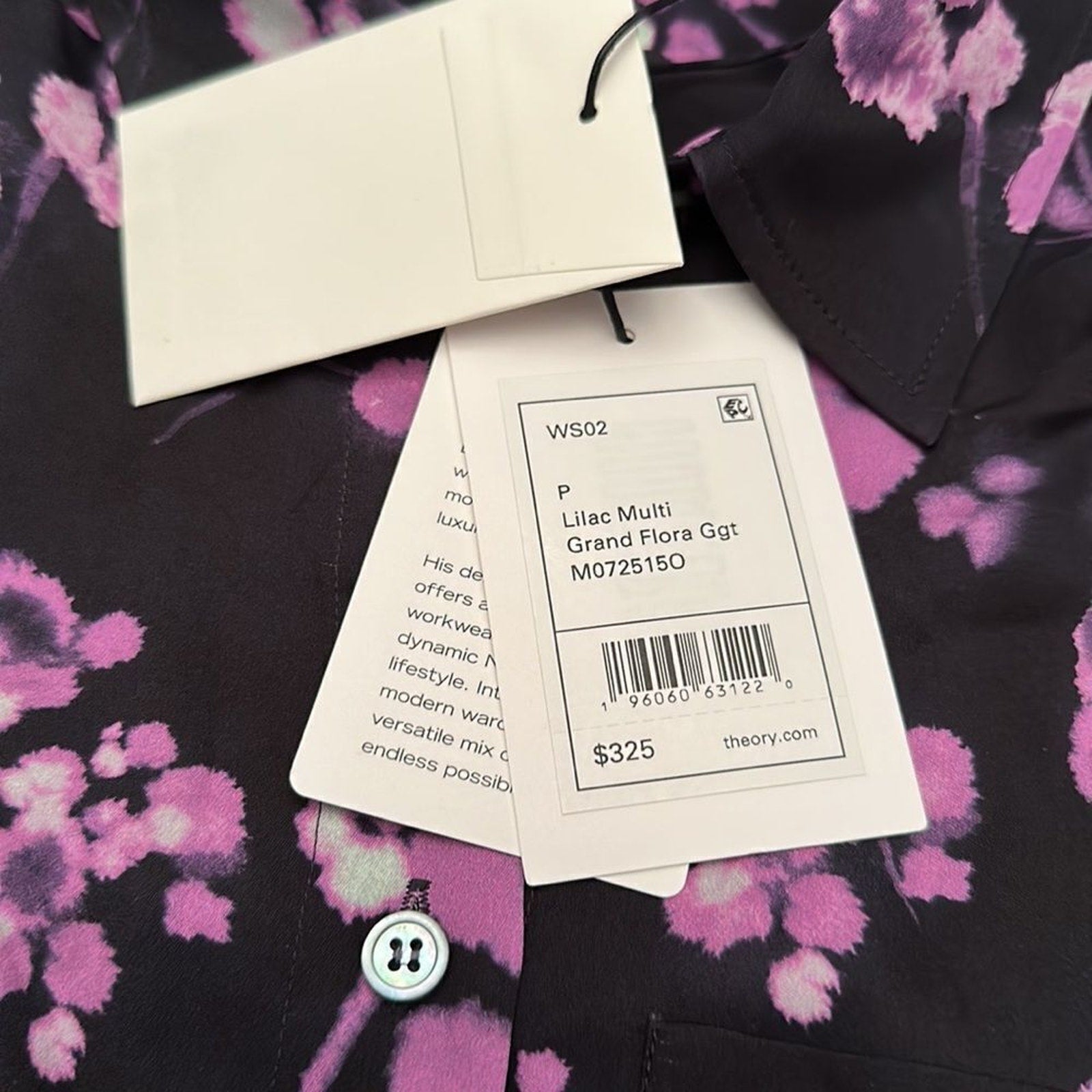 NWT Theory Floral Silk Georgette Shirt - size P