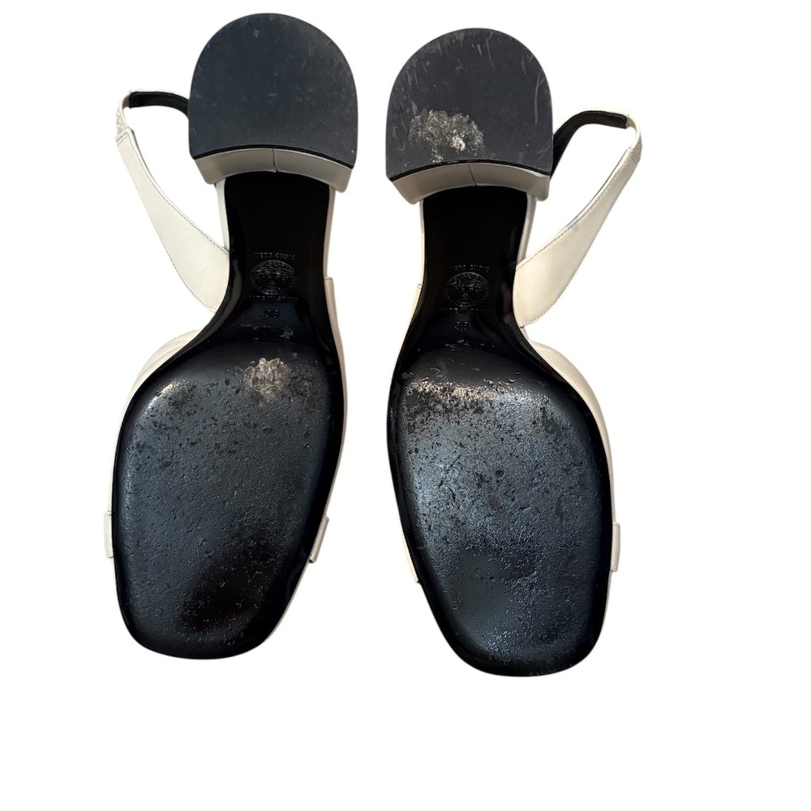 Versace Sling Back Vitello Metal Logo Heel - 38 (US 8)