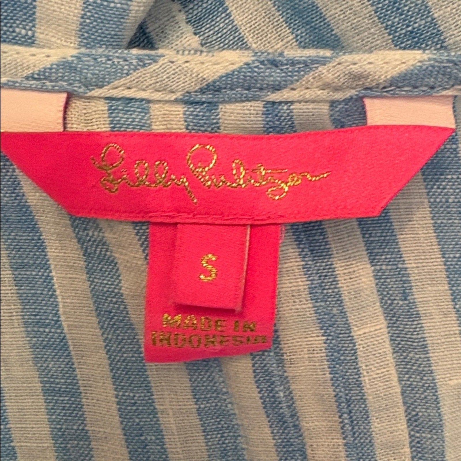 Lilly Pulitzer Hollie Linen Tunic Lunar Blue Bimini Stripe Coastal - size small