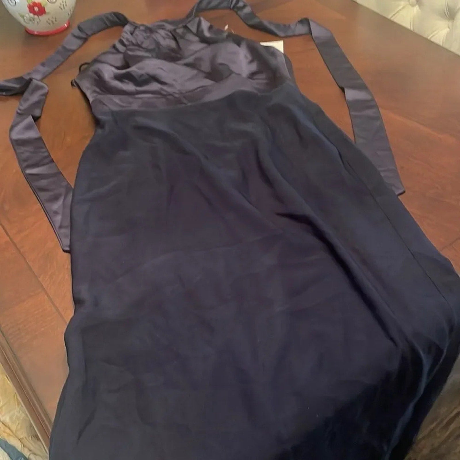 NWOT AFTER SIX High-Neck Open-Back Maxi Dress with Scarf Tie - size 14