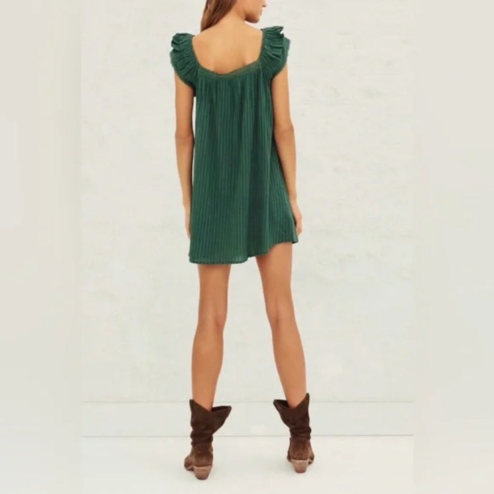 Ba&sh Mini Dress Dark Green Uriel Embroidered - size 0