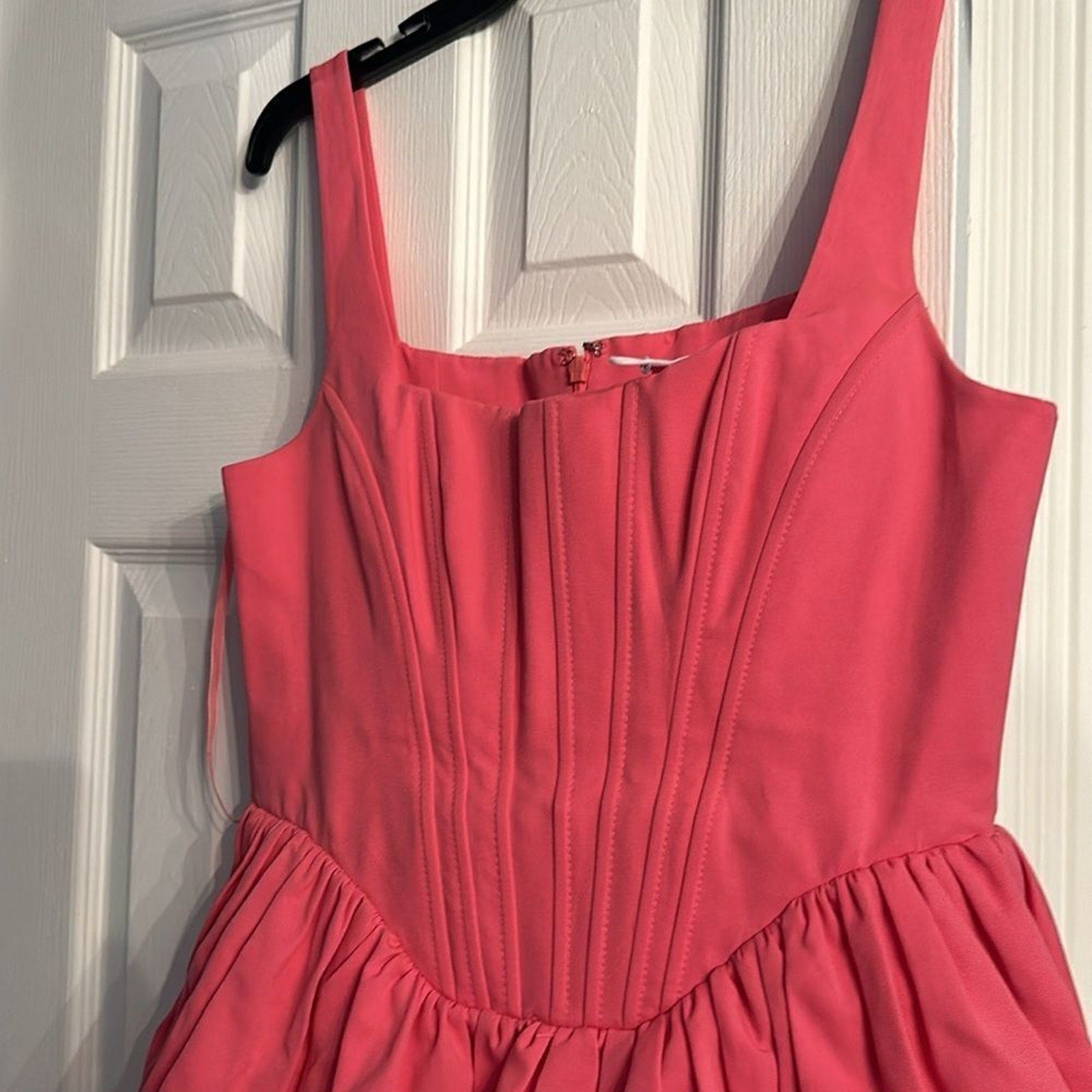 NEW STAUD Landscape bustier cotton-blend minidress - size 8