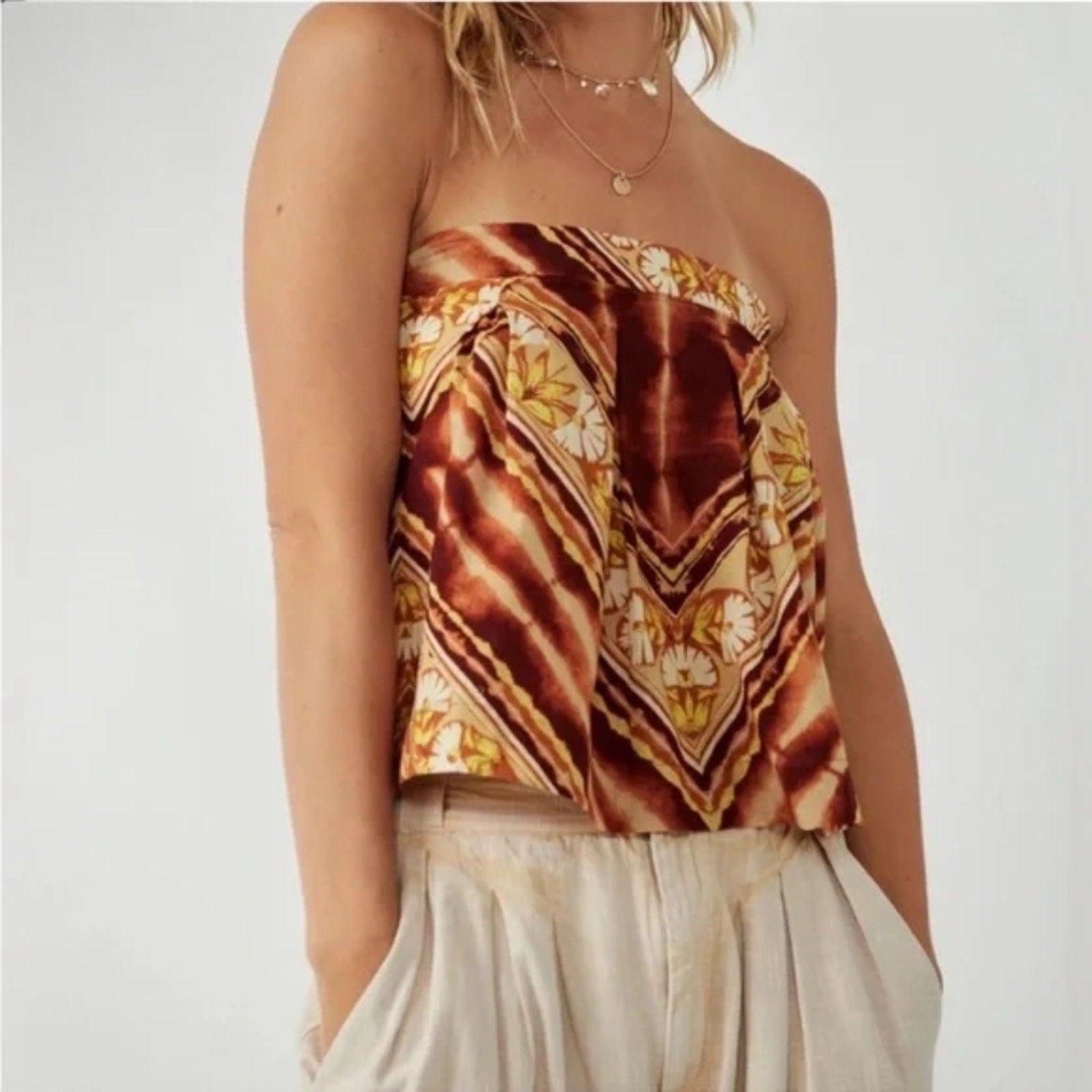 NEW Free People Kendra Printed Top in Sierra Combo - size XL
