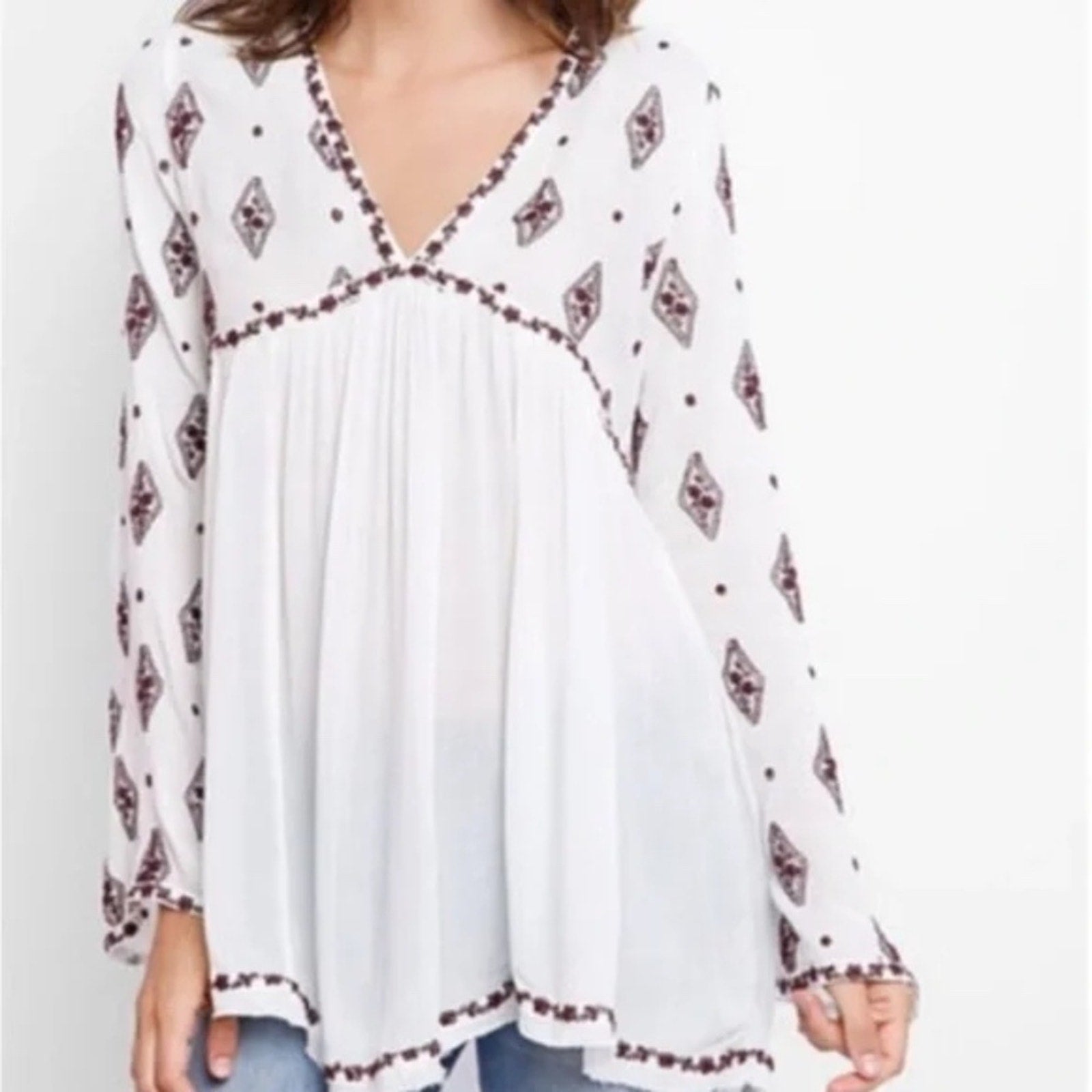 Free People embroidered mini dress/tunic - size M
