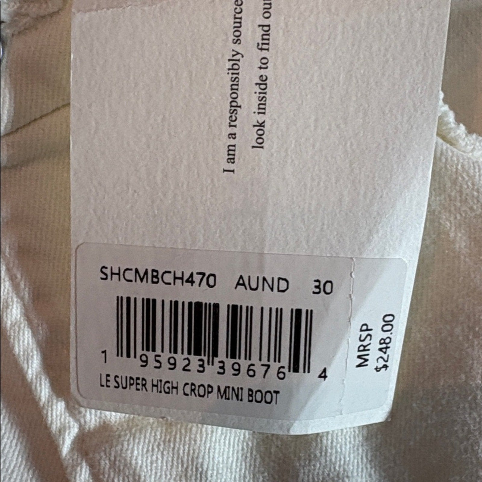 NWT Frame Le Super High Crop Mini Boot Jeans In Au Natural Destruct Off White 30