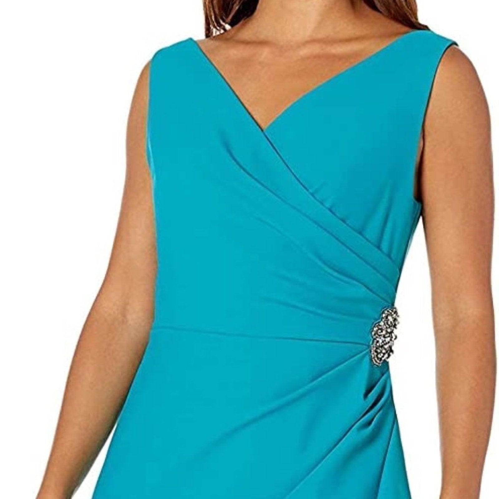 NWT Alex Evenings Women's Slimming Short Ruched Dress with Ruffle - size 12