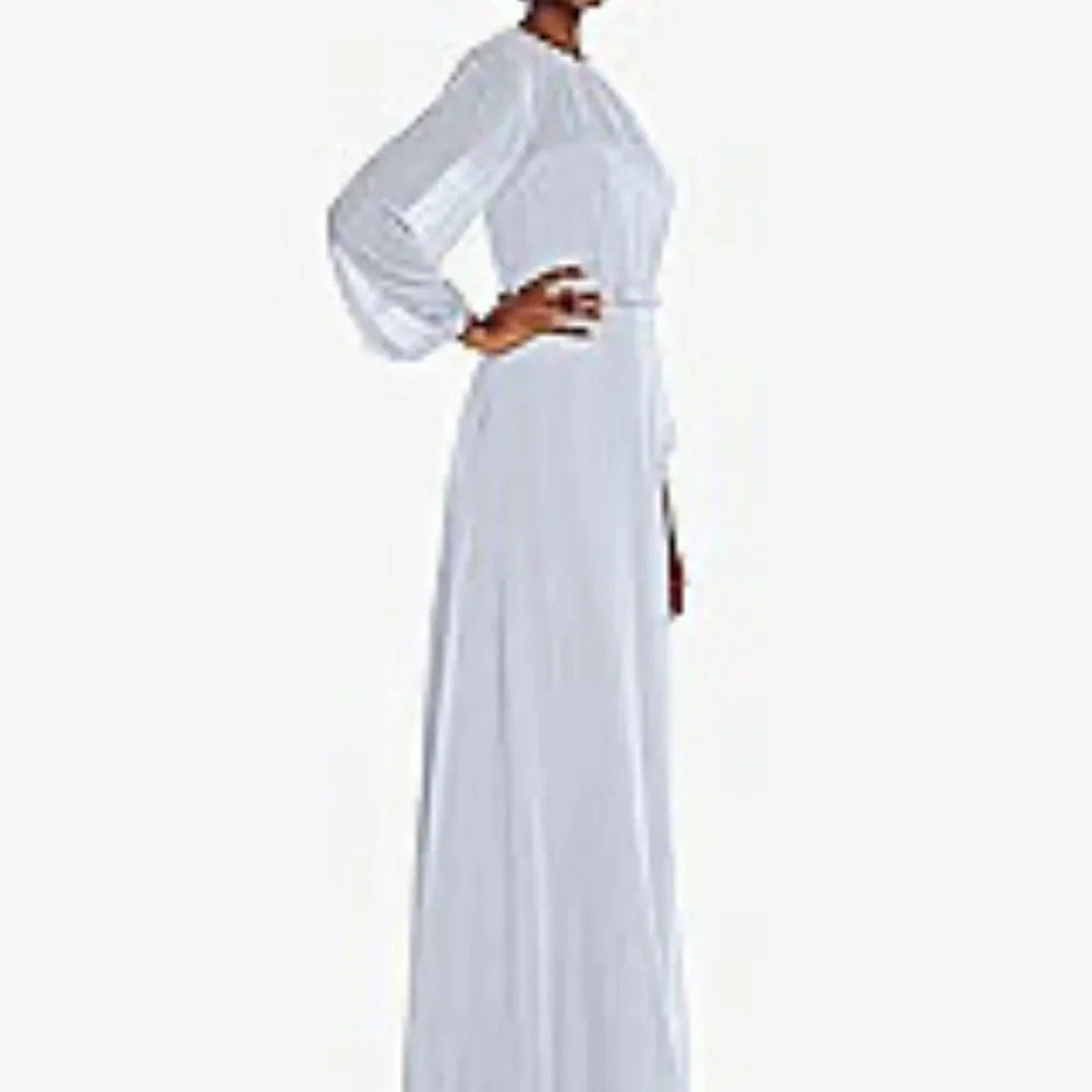 NWOT Dessy Colletion STRAPLESS CHIFFON MAXI DRESS WITH PUFF SLEEVE BLOUSON - 6