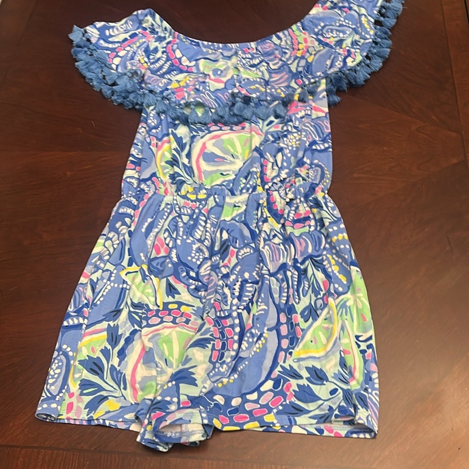 Lilly Pulitzer La Fortuna Romper In Blue Peri Pinch Pinch - size XS