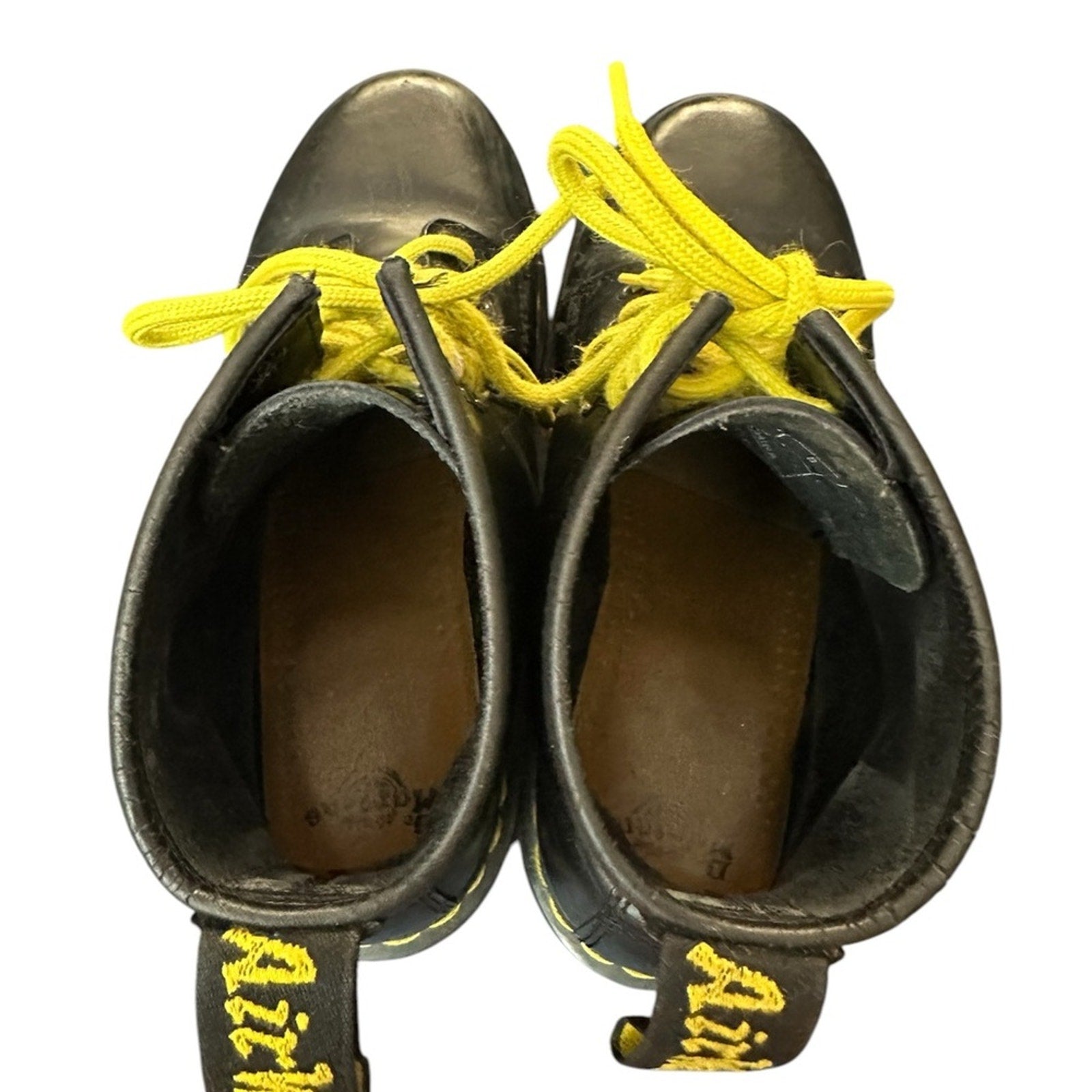 Dr. Martens 1b89 Logo Black/Yellow Leather Boots - 9