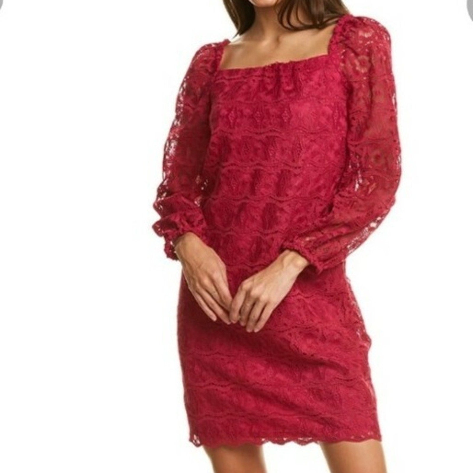 Trina Turk Bottle Square Neck Crochet Lace Mini Shift Dress - size 0