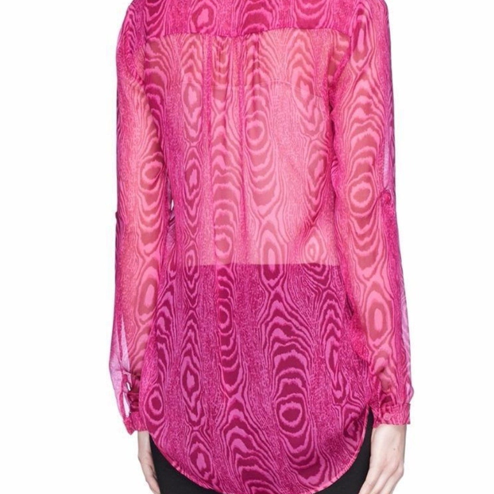 Diane Von Furstenberg GILMORE Silk Sheer Blouse Top Grain Shadow Pink - size 12
