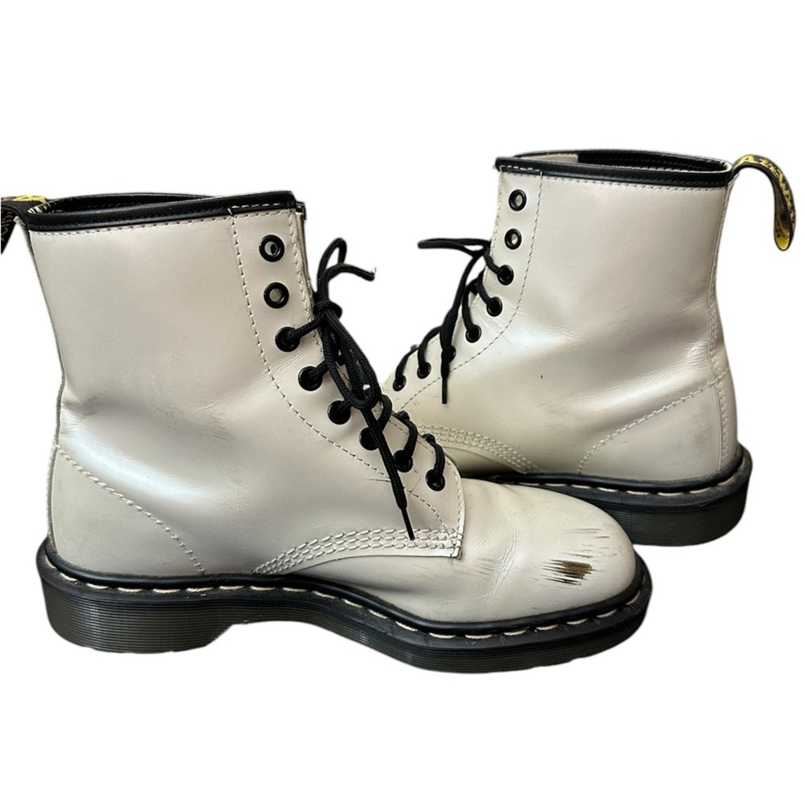 Vintage Made in England MIE Pearly White Doc Martens Lace-Up Boots - 9