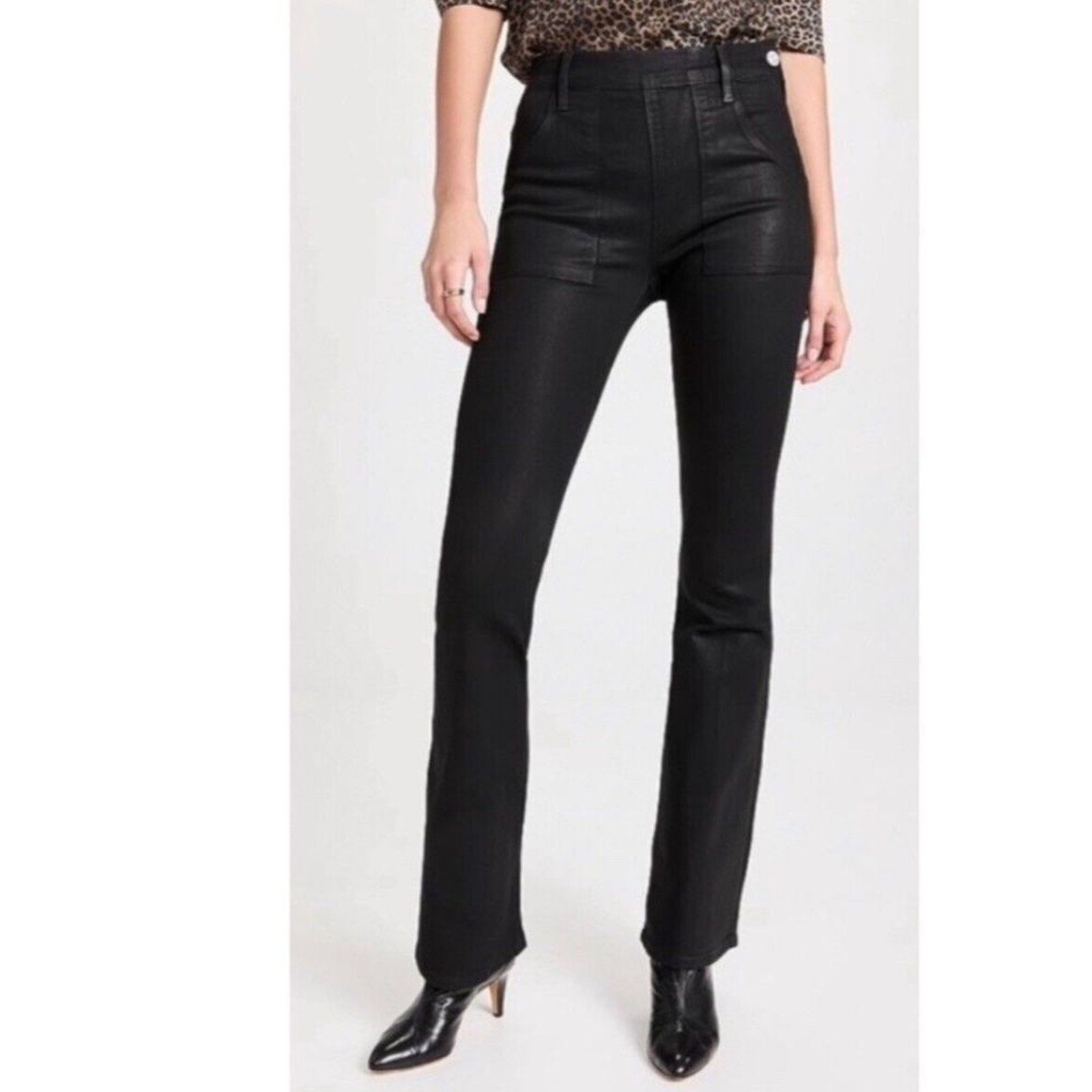 NEW FRAME Le Flare de Francoise in Black Coated - Size 24. Retail- $278