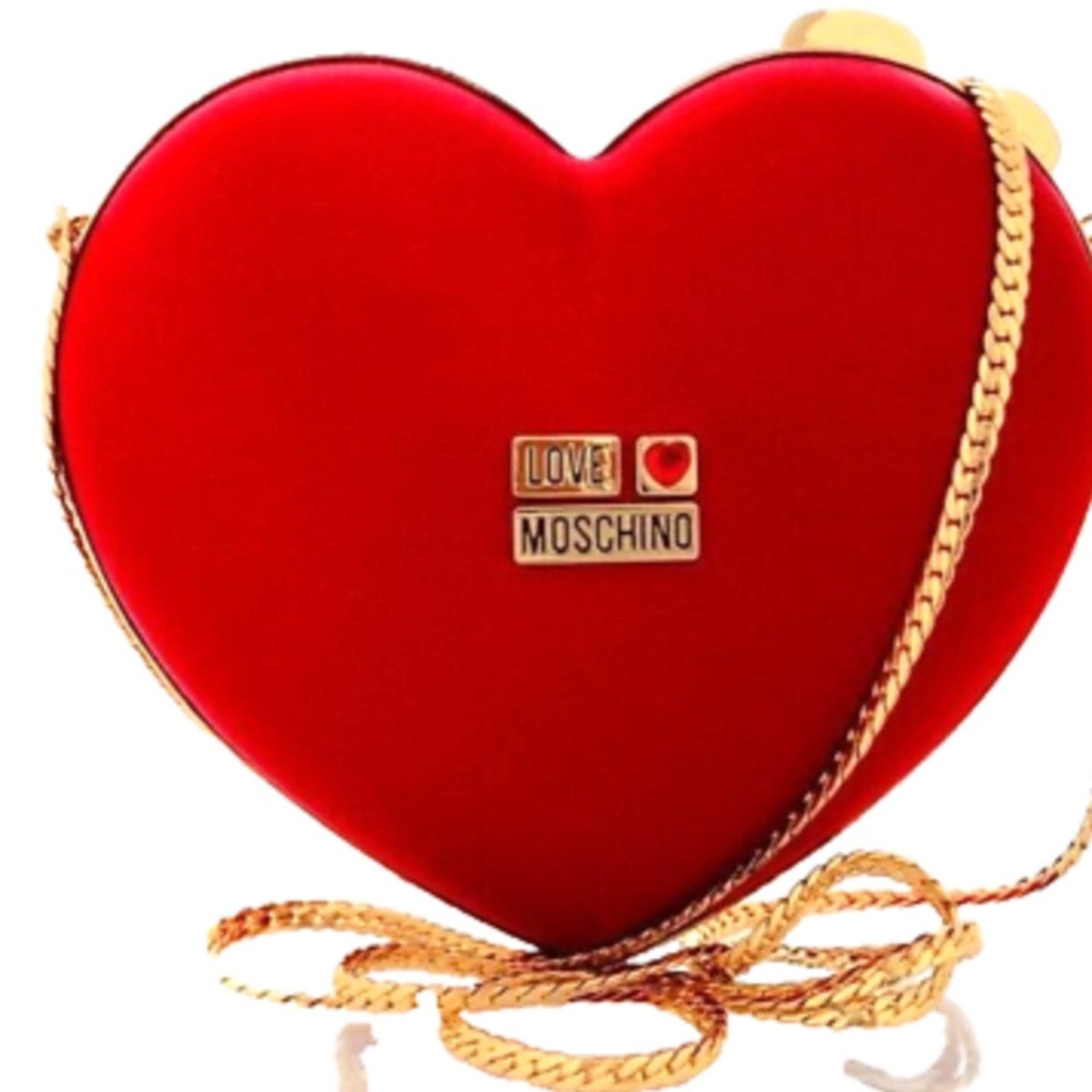 Love Moschino Heart Shaped Box Clutch Bag pouch in satin red