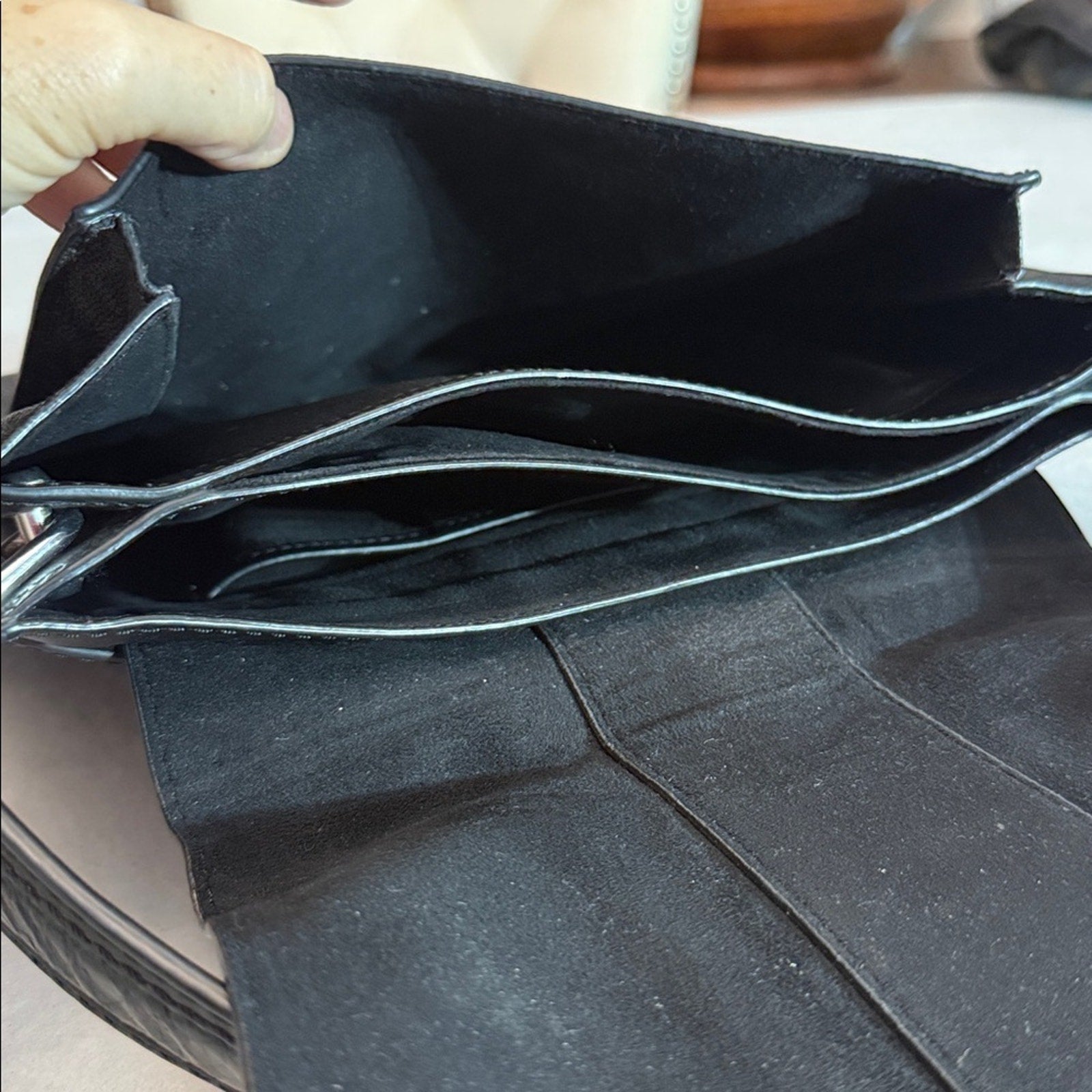 Michael Kors Lillie Signature Polished Top-Handle Satchel (Black/Silver)