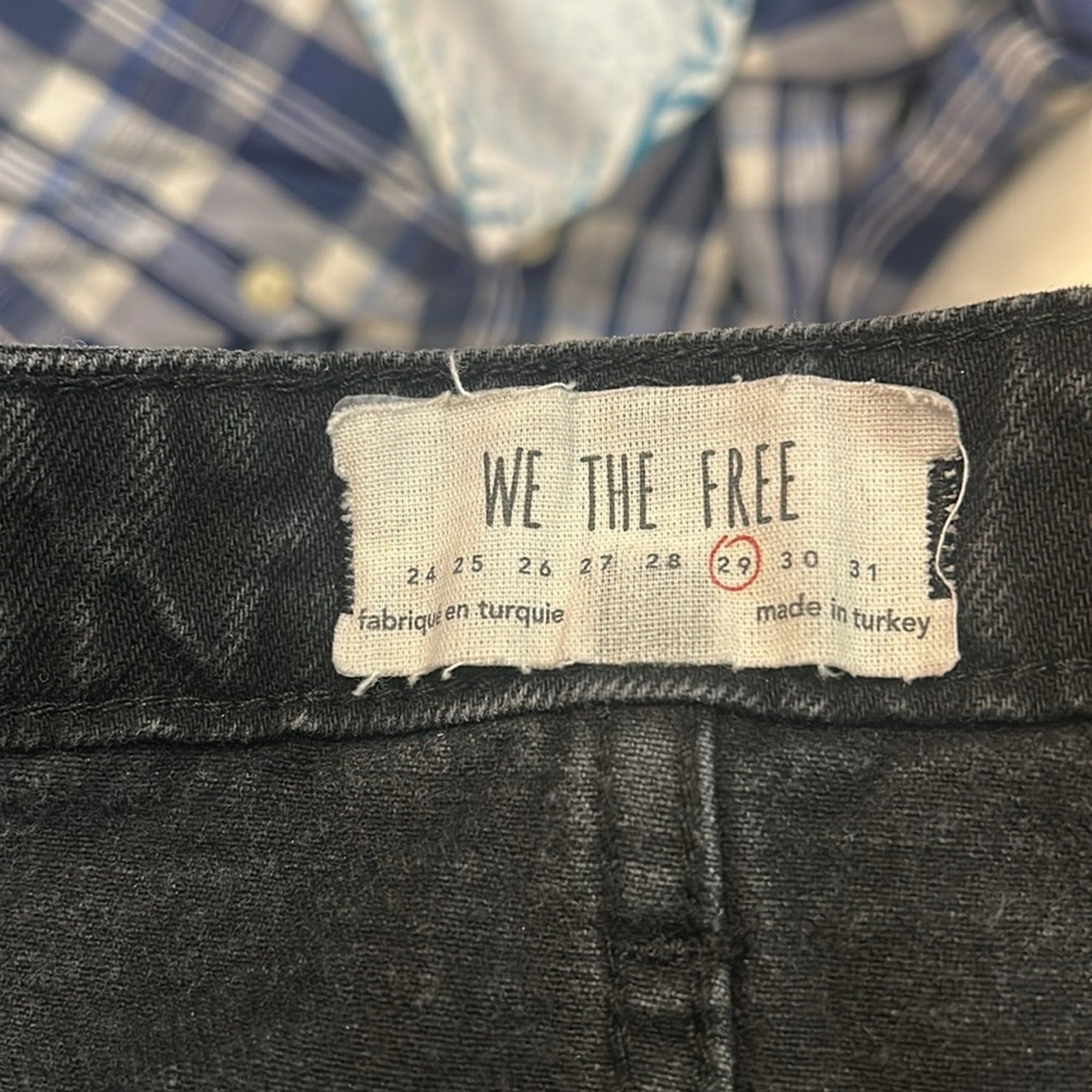 WE THE FREE Black Distressed Denim Mini Skirt - Button-Fly Closure - size 29