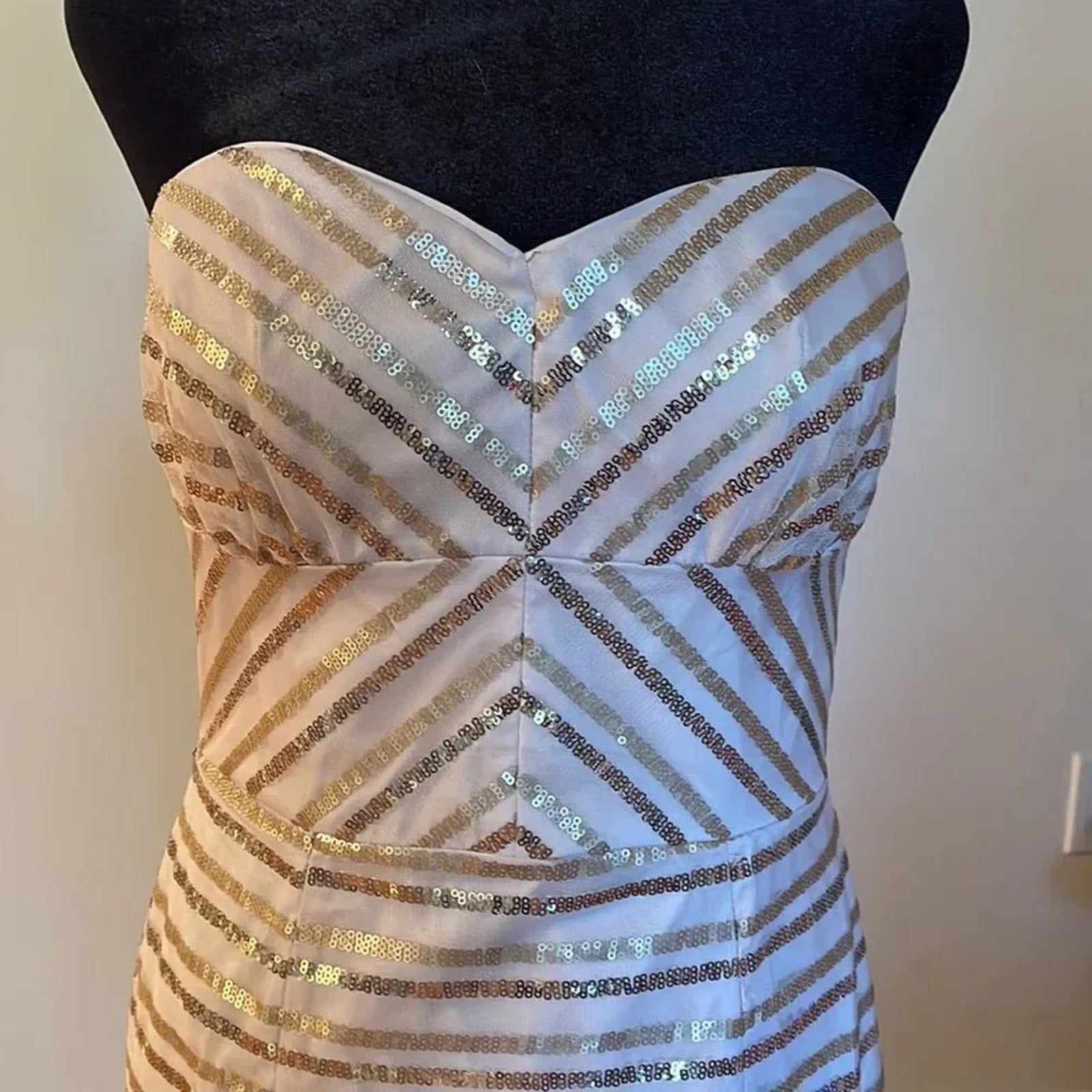 NWT Cache Gold sequin rule strapless dress - size 6