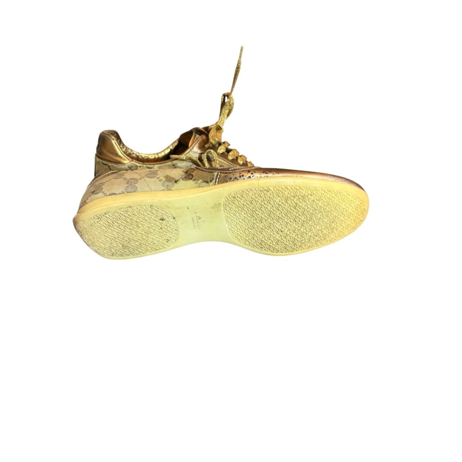 Vintage Gucci Gold Low Top Sneakers GG Monogram - 9.5