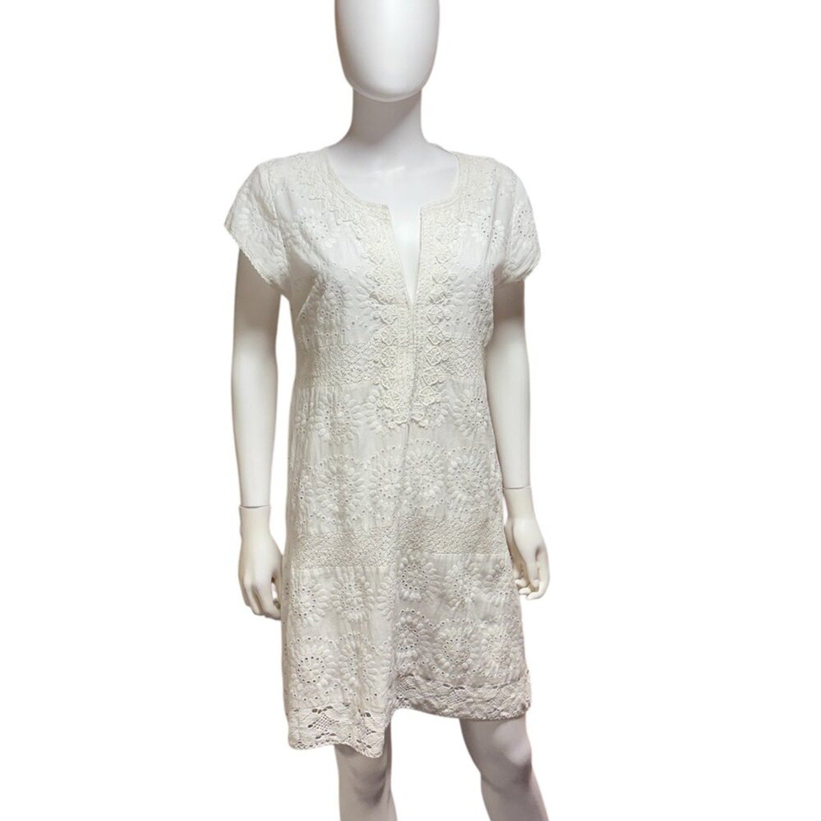 Calypso St. Barth White Lace Cotton Mini Dress - M