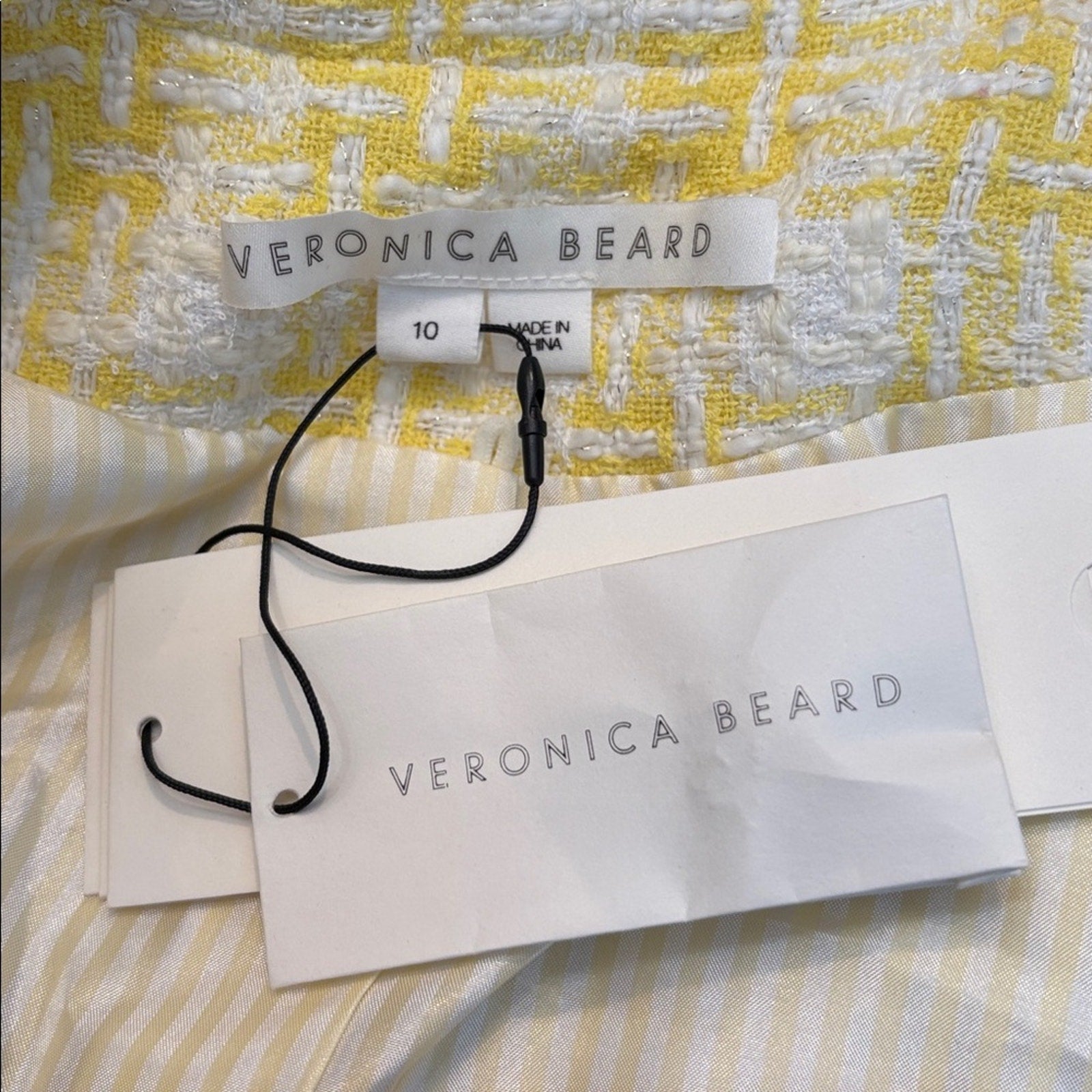 NWT Veronica Beard - Jenny Pale Yellow Tweed Dickey Jacket - size 10