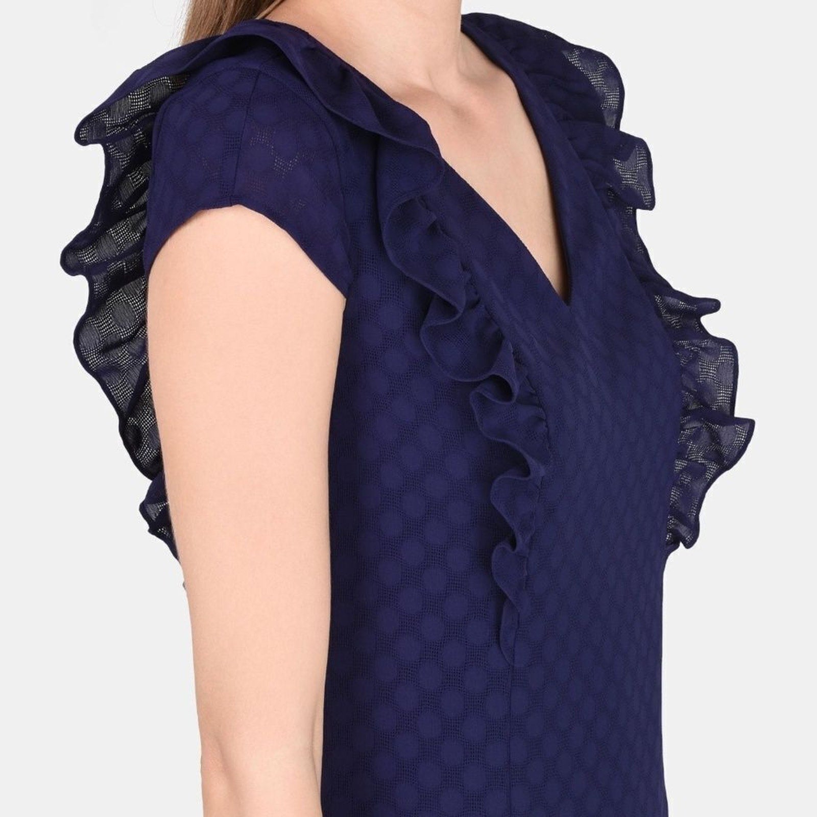 EUC Armani Exchange DOT AND RUFFLE SHEATH DRESS - size 0