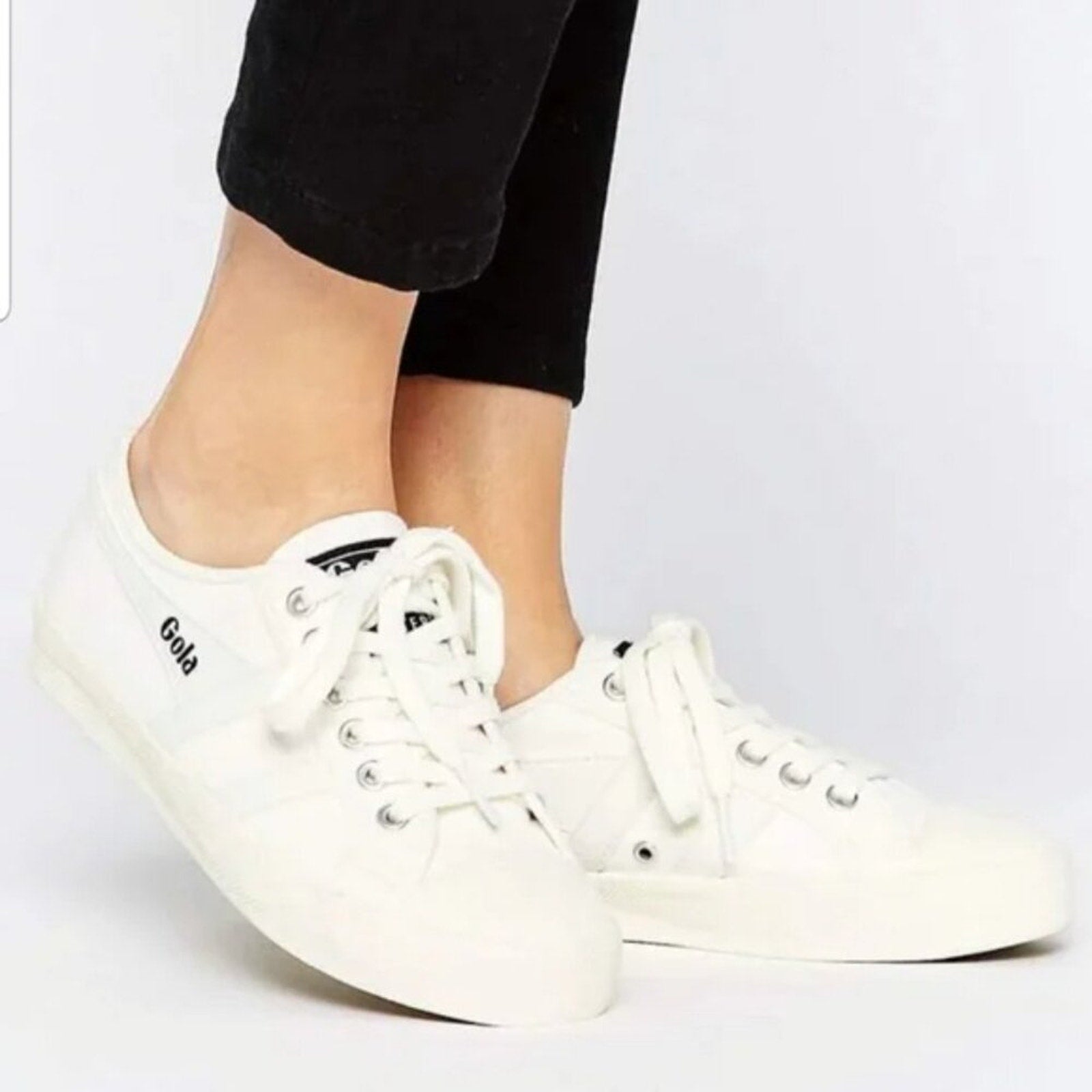 NEW Gola Women's Coaster Sneaker, Off-White/Off-White/Gold - Size 7