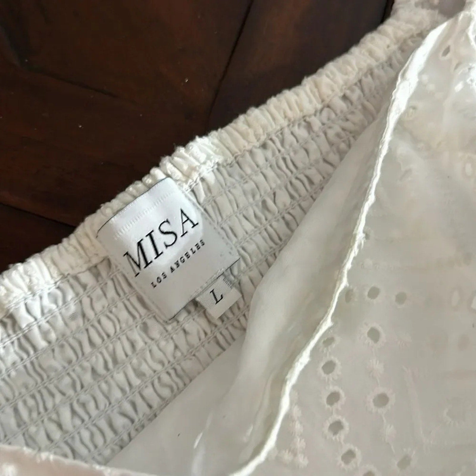 NEW Misa Los Angeles Sera Top in White Eyelet - size Large