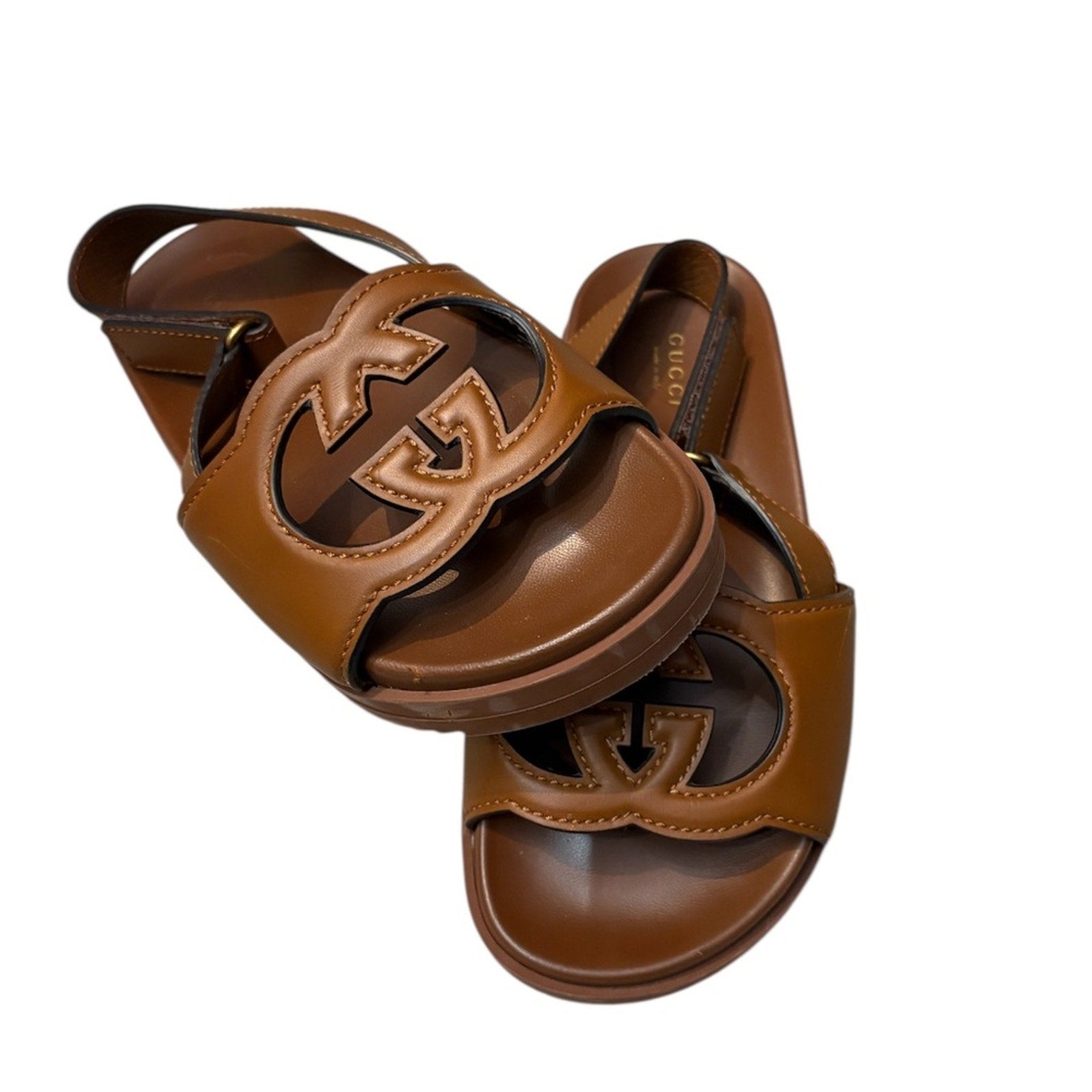 Gucci  interlocking g leather sandals - 8.5