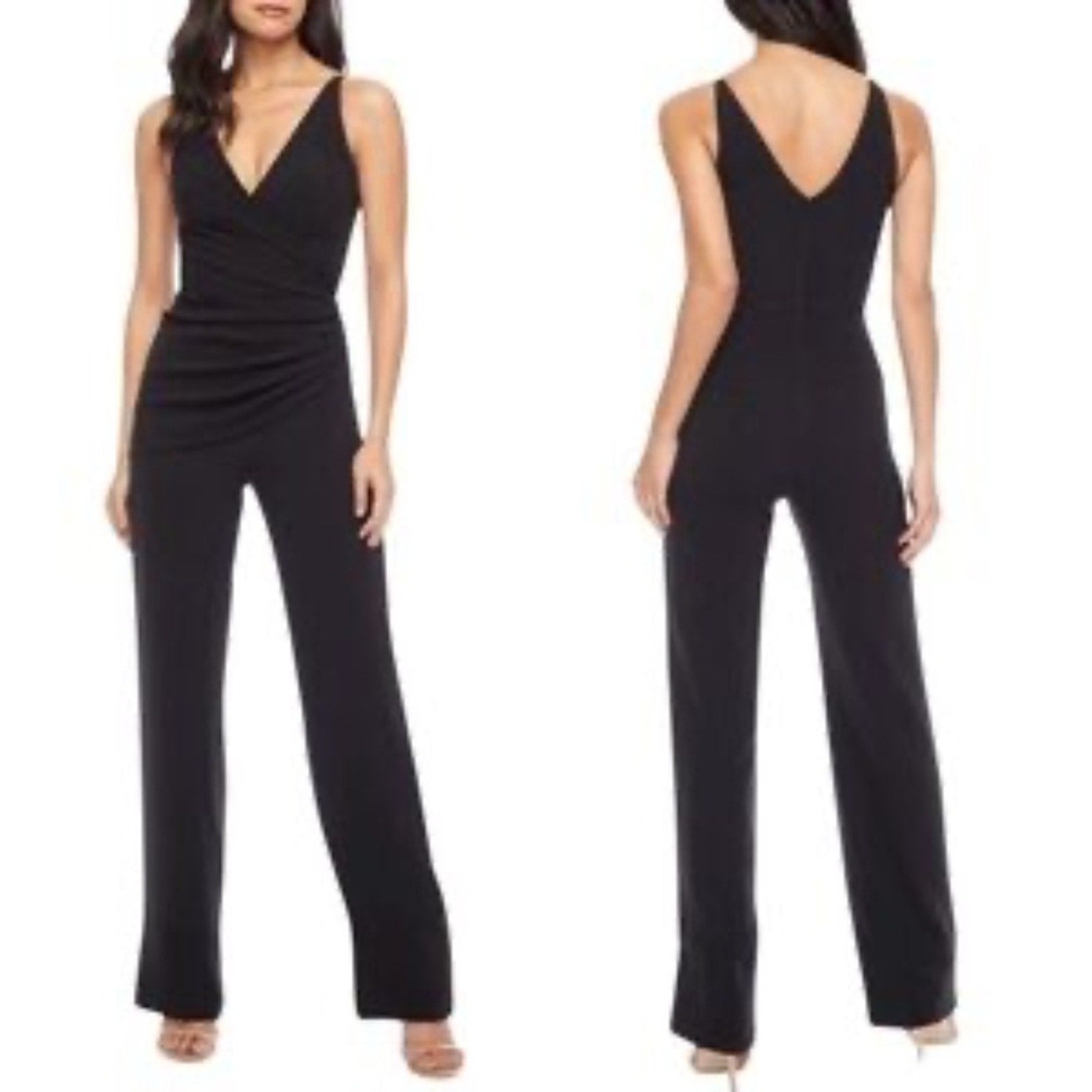 Dress the Population Sam Ruched Jumpsuit in Black - size XXL
