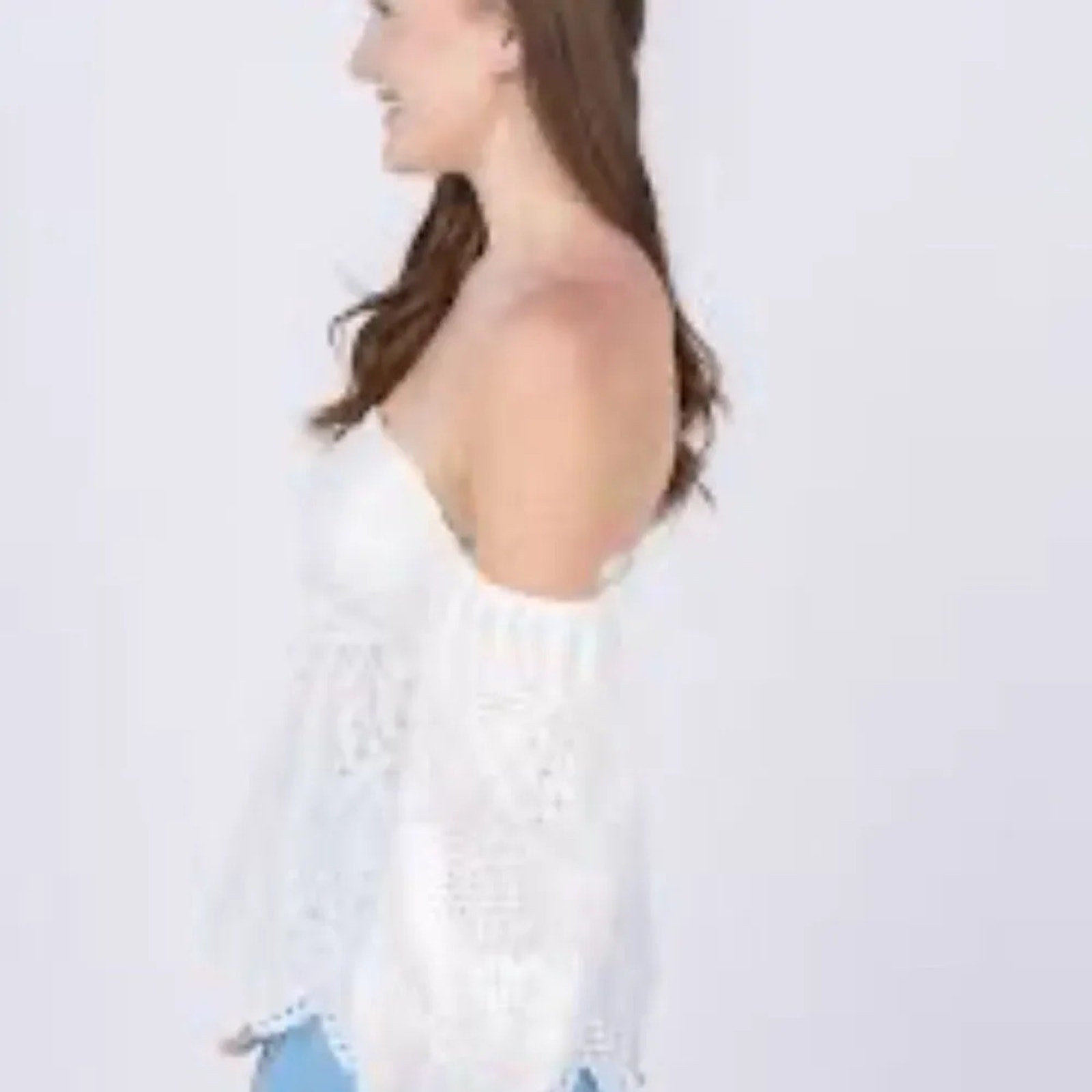 NEW Misa Los Angeles Sera Top in White Eyelet - size Large