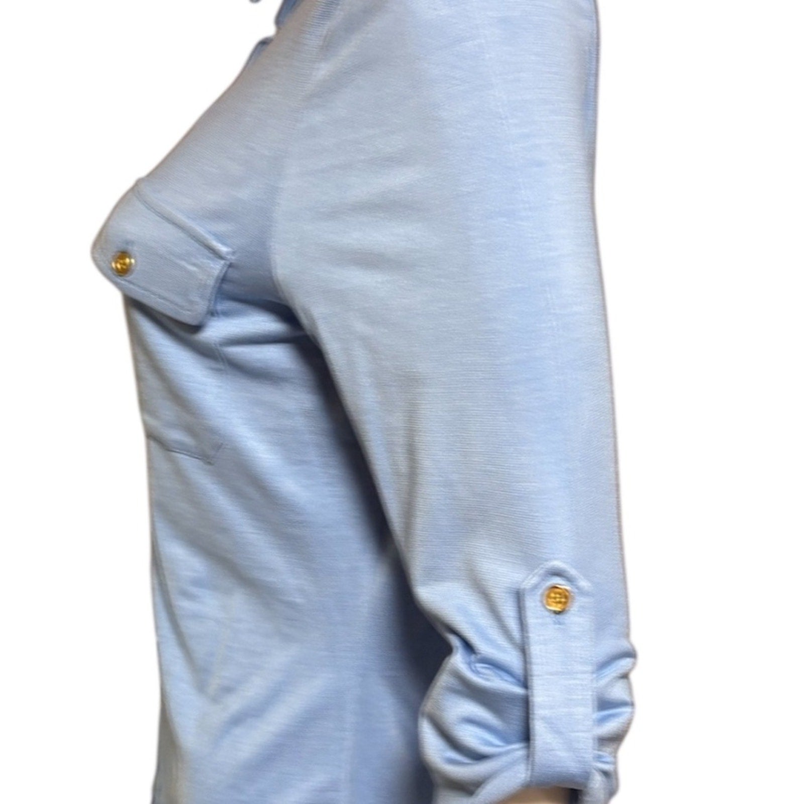 J. McLaughlin Blue Silk button down Shirt - size M