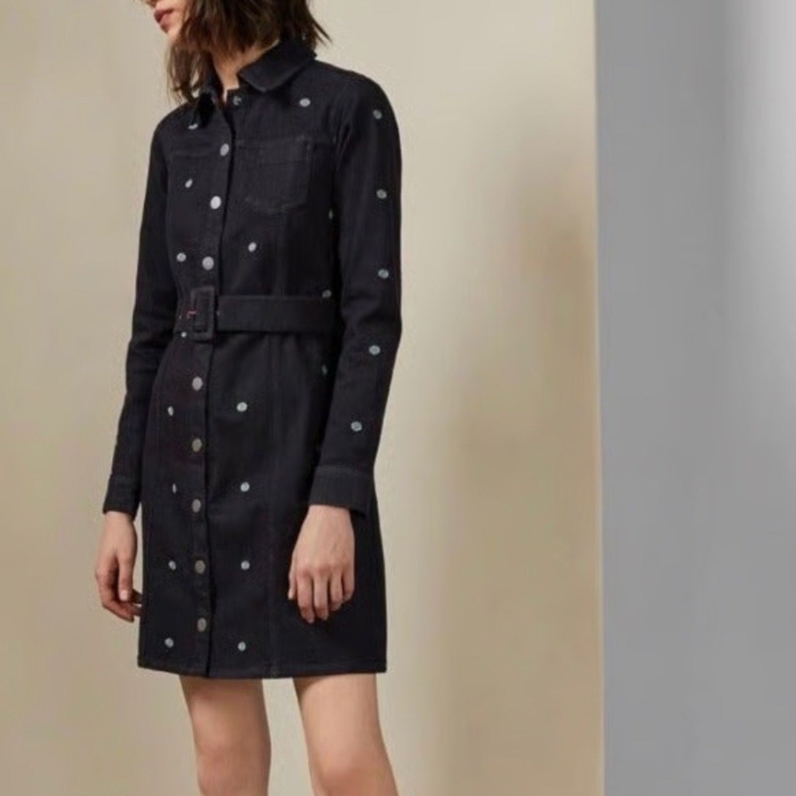 Ted Baker Rosarie Embroidered Denim Dress - size 12 (size 5)